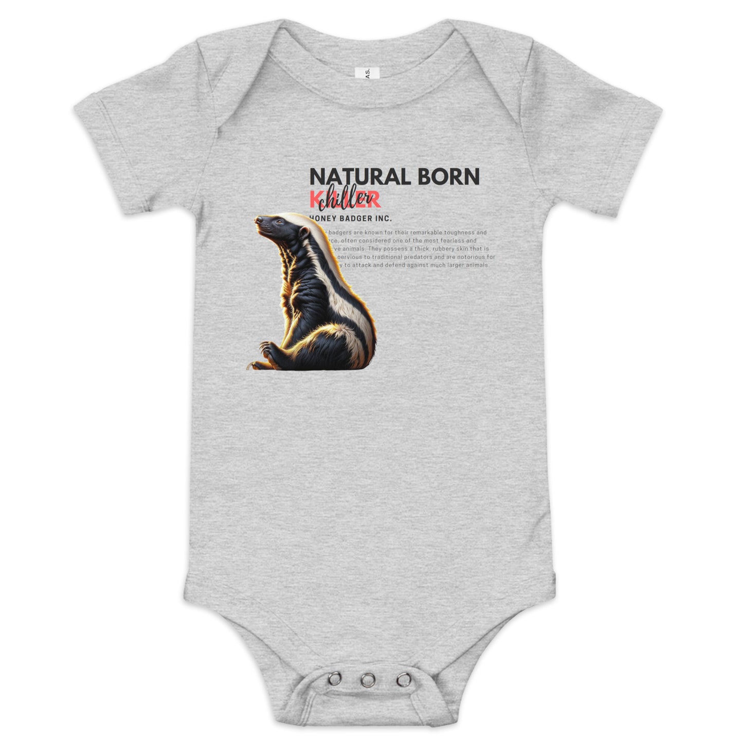 Baby Short Sleeve One Piece | Honey Badger - Natural Born Chiller