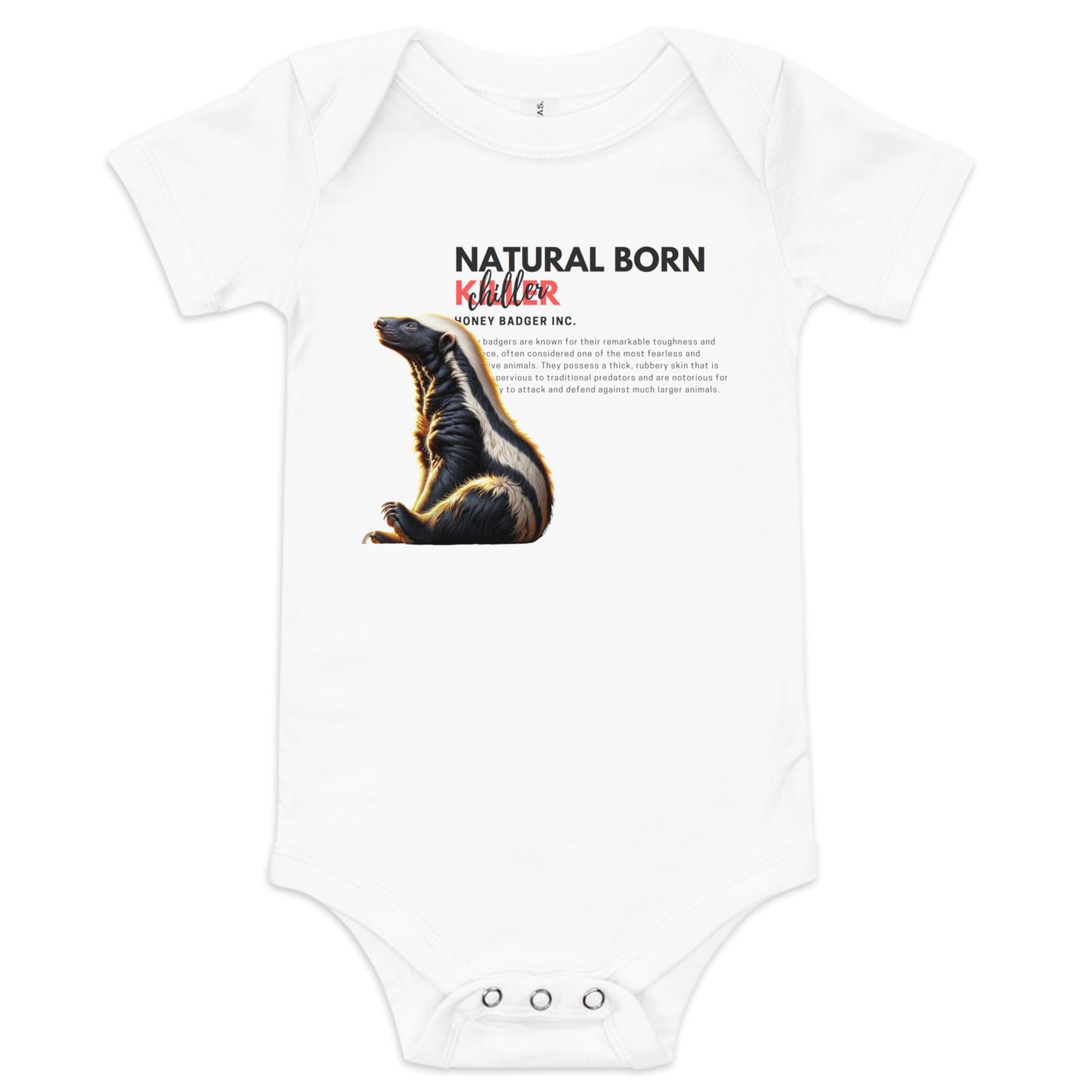 Baby Short Sleeve One Piece | Honey Badger - Natural Born Chiller