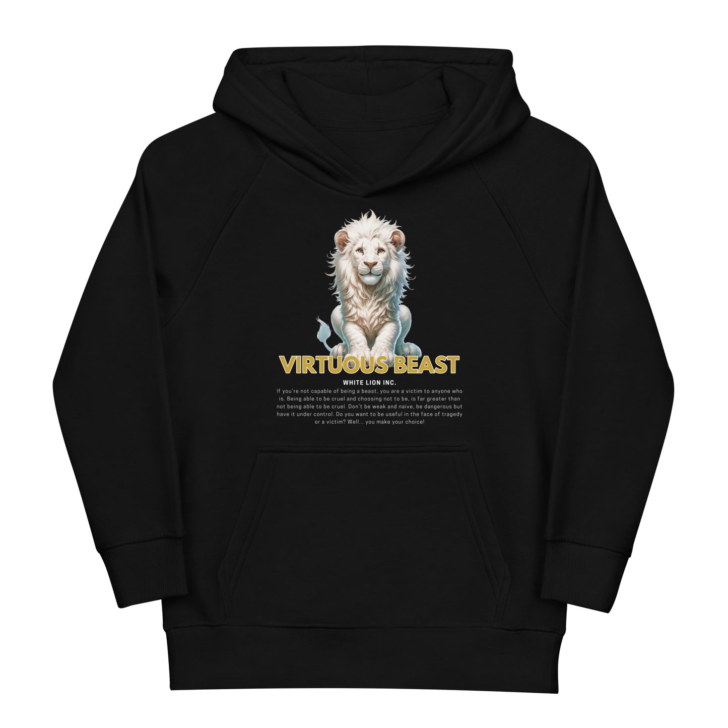 Kids Eco Hoodie | White Lion - Virtuous Beast