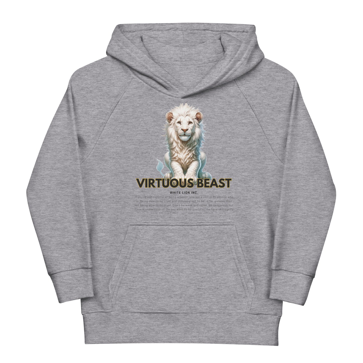 Kids Eco Hoodie | White Lion - Virtuous Beast