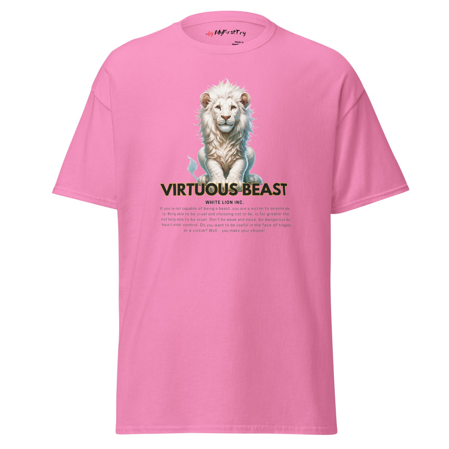 Men's Classic T-Shirt | White Lion - Virtuous Beast