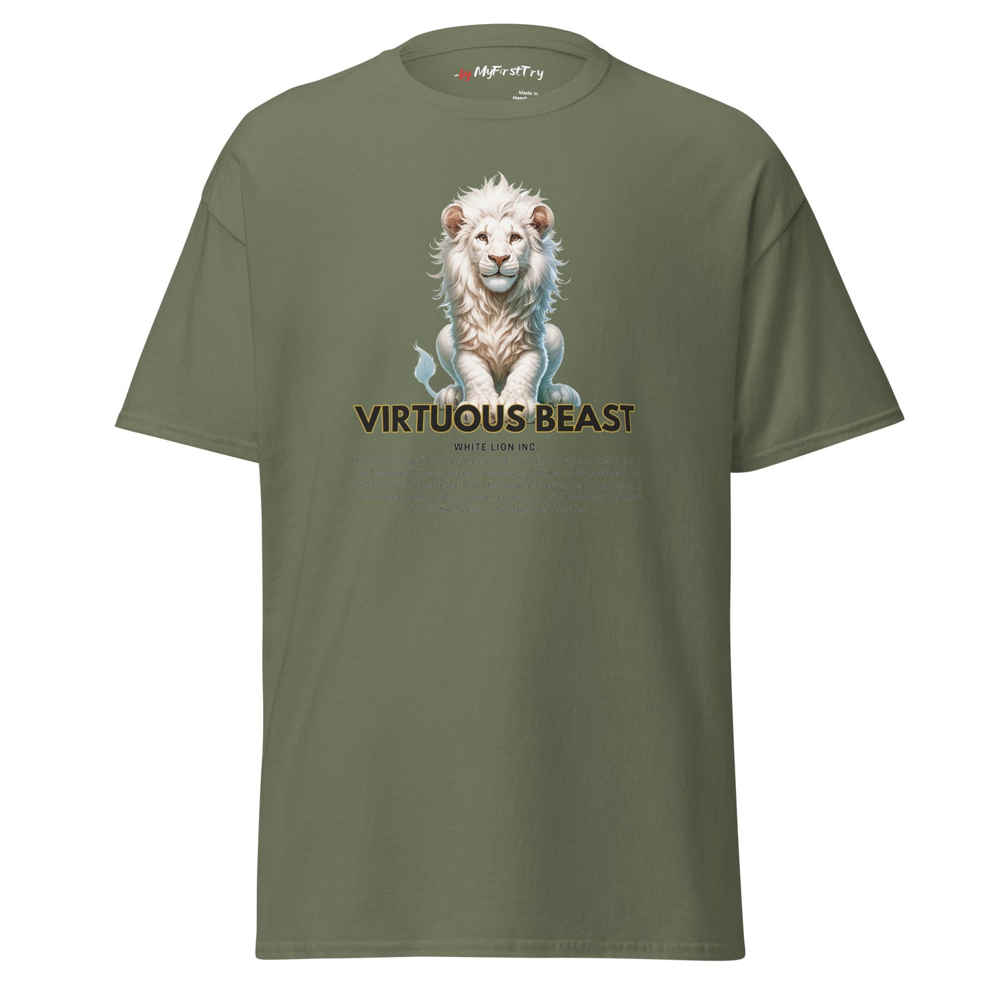 Men's Classic T-Shirt | White Lion - Virtuous Beast