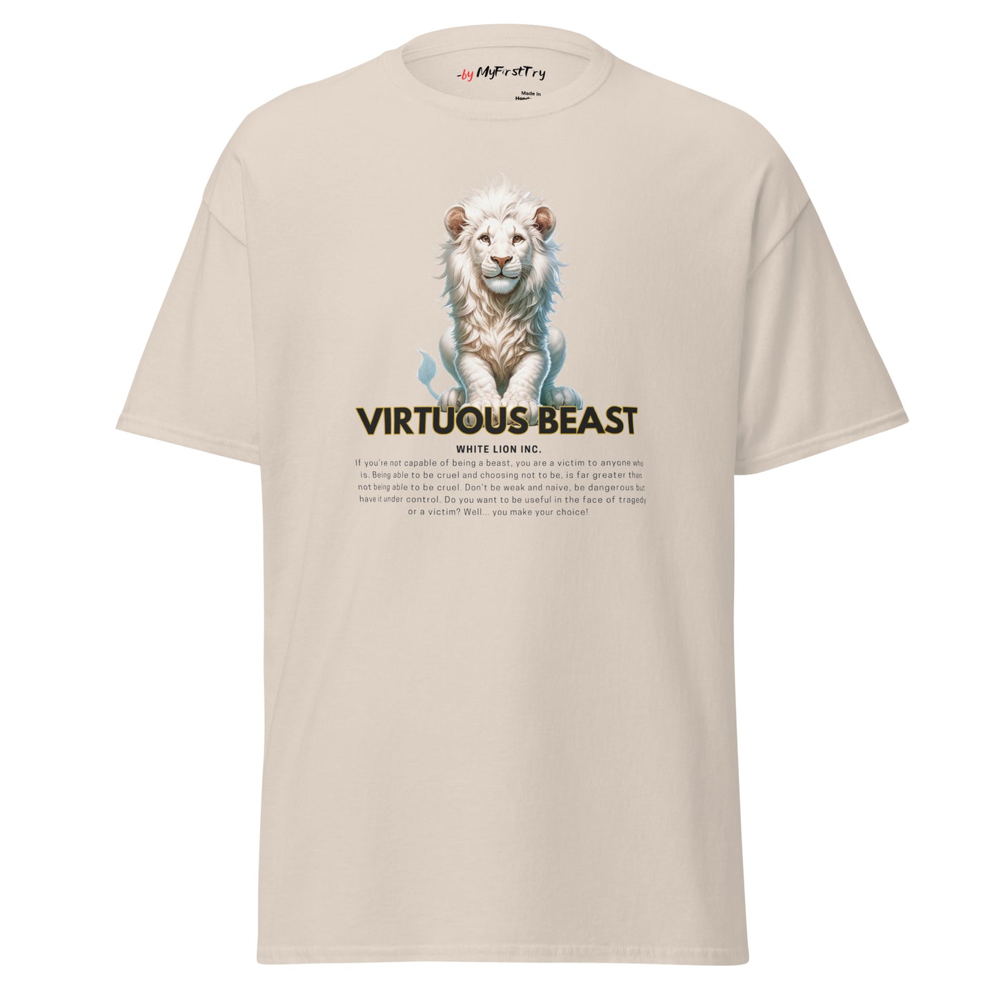 Men's Classic T-Shirt | White Lion - Virtuous Beast