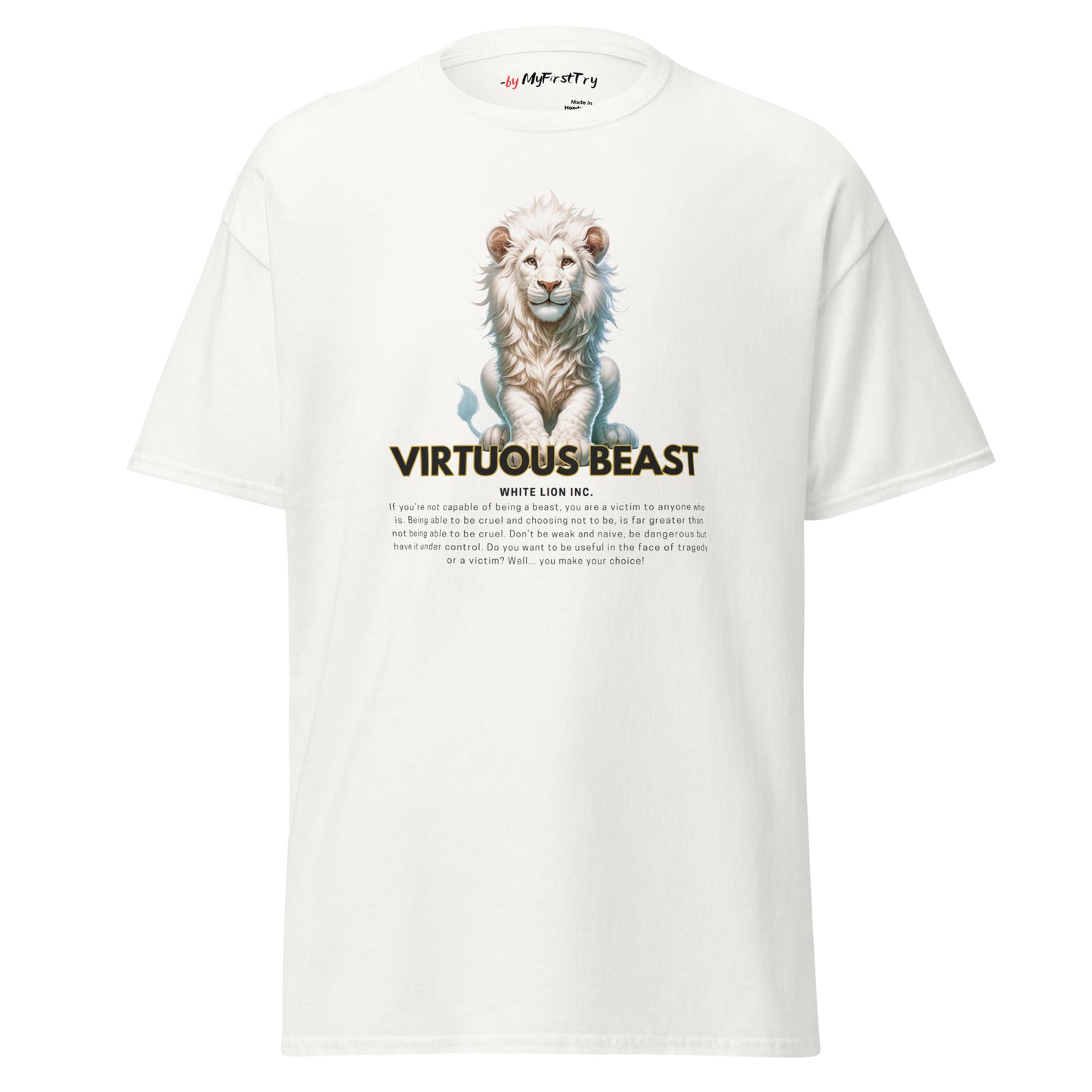 Men's Classic T-Shirt | White Lion - Virtuous Beast