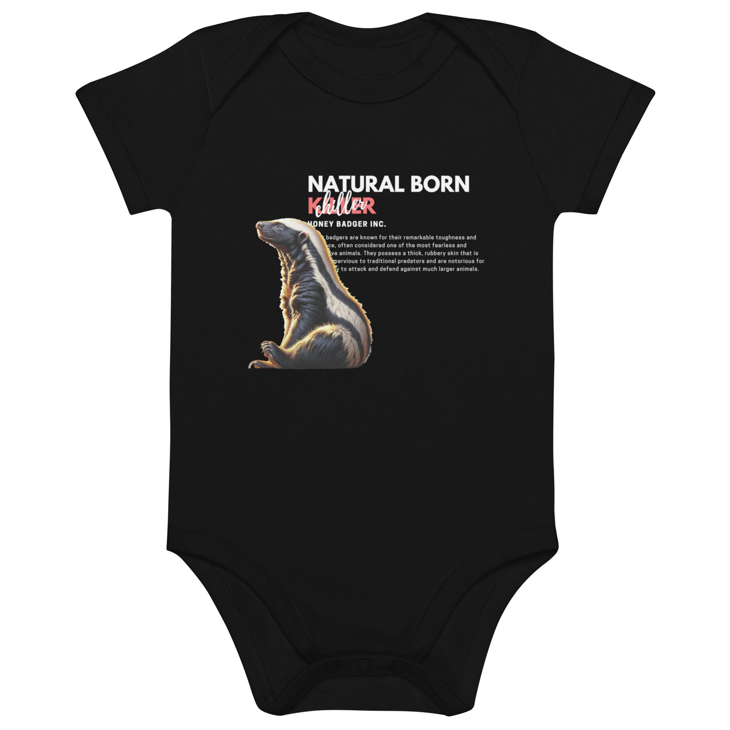 Organic Cotton Baby Bodysuit | Honey Badger - Natural Born Chiller