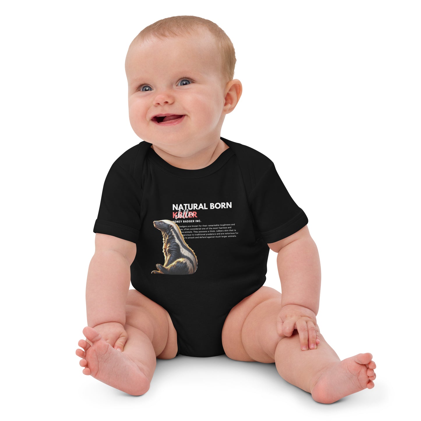 Organic Cotton Baby Bodysuit | Honey Badger - Natural Born Chiller