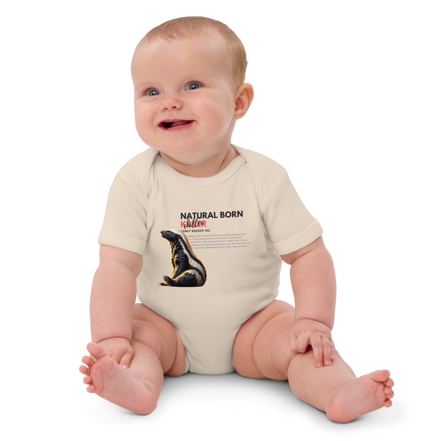 Organic Cotton Baby Bodysuit | Honey Badger - Natural Born Chiller