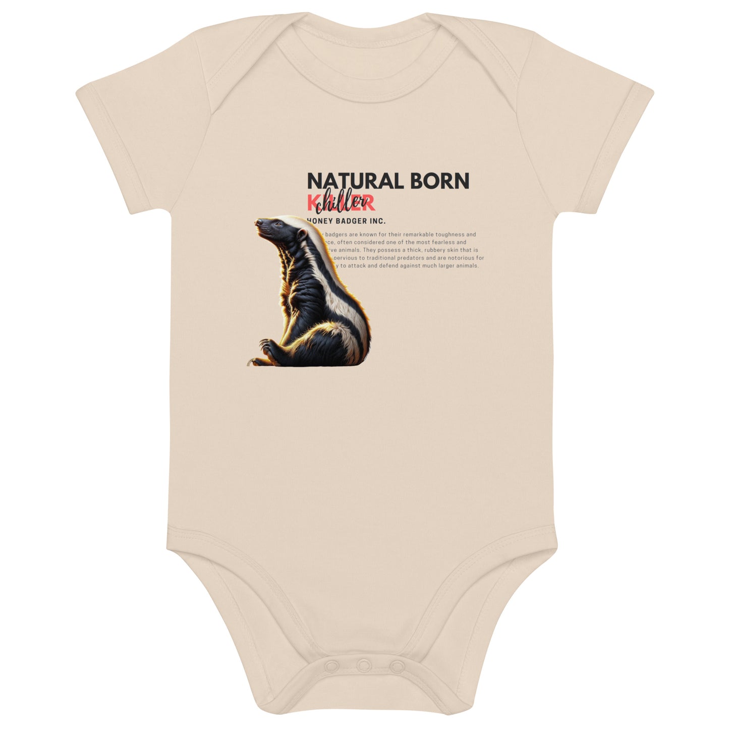 Organic Cotton Baby Bodysuit | Honey Badger - Natural Born Chiller