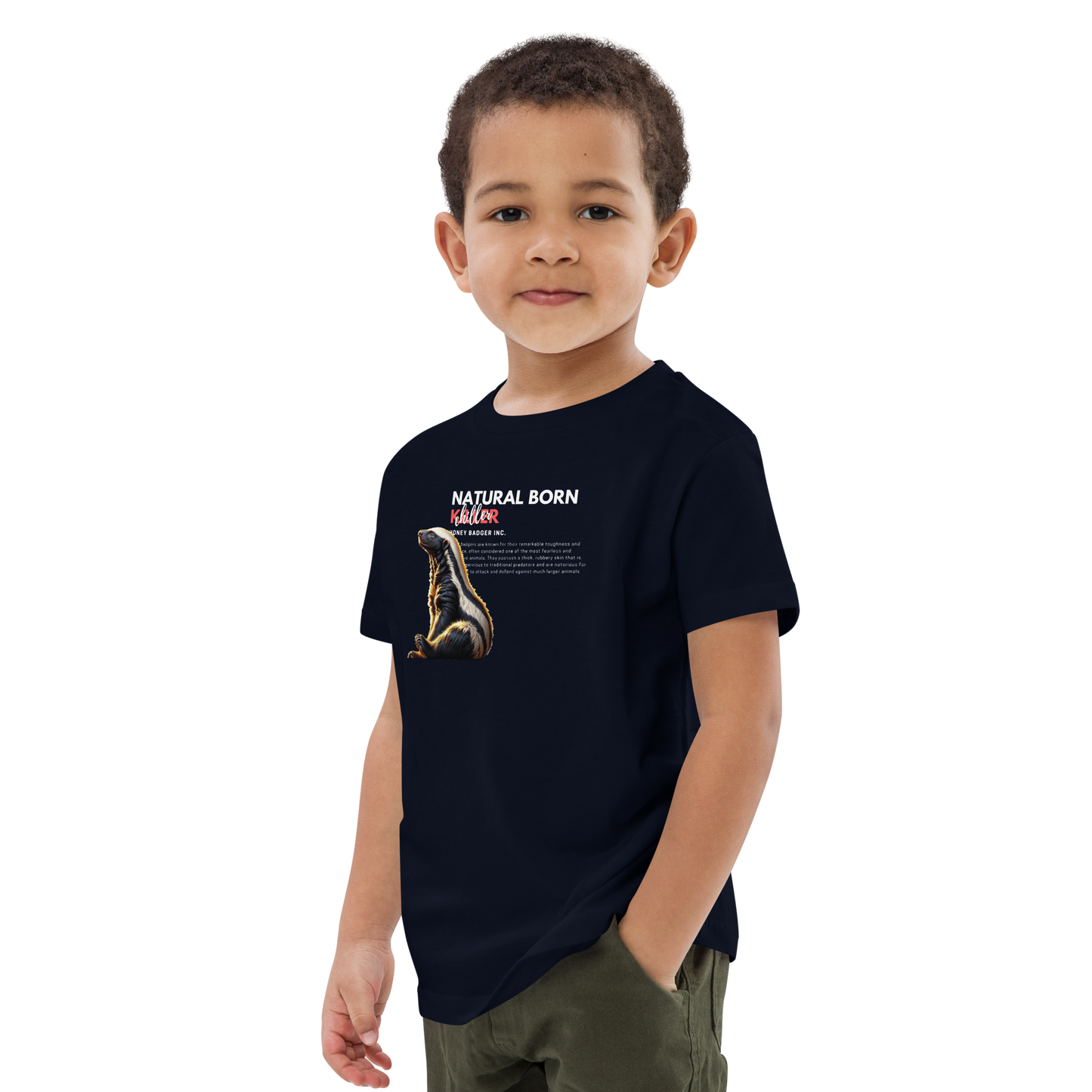 Organic Cotton Kids T-Shirt | Honey Badger - Natural Born Chiller