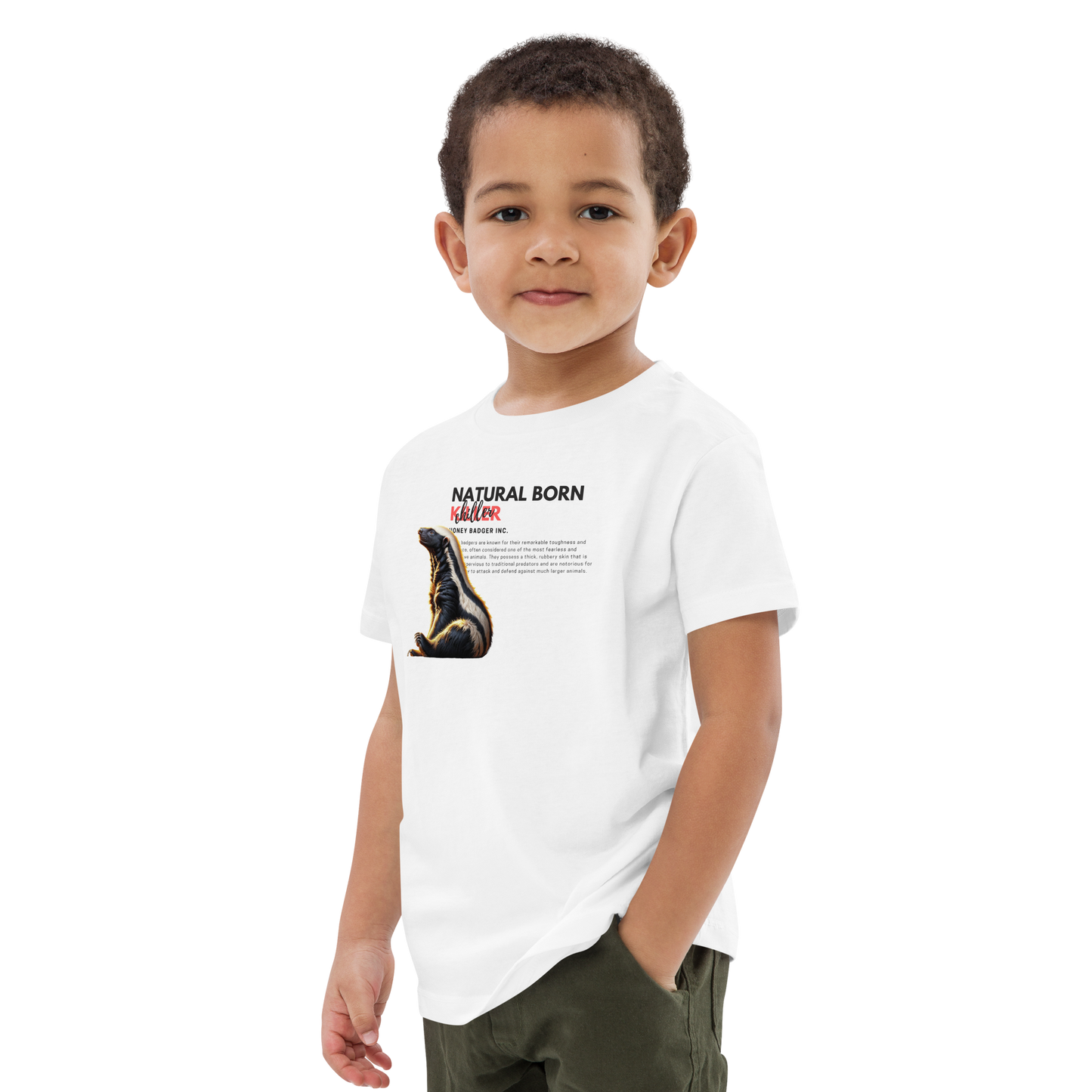 Organic Cotton Kids T-Shirt | Honey Badger - Natural Born Chiller