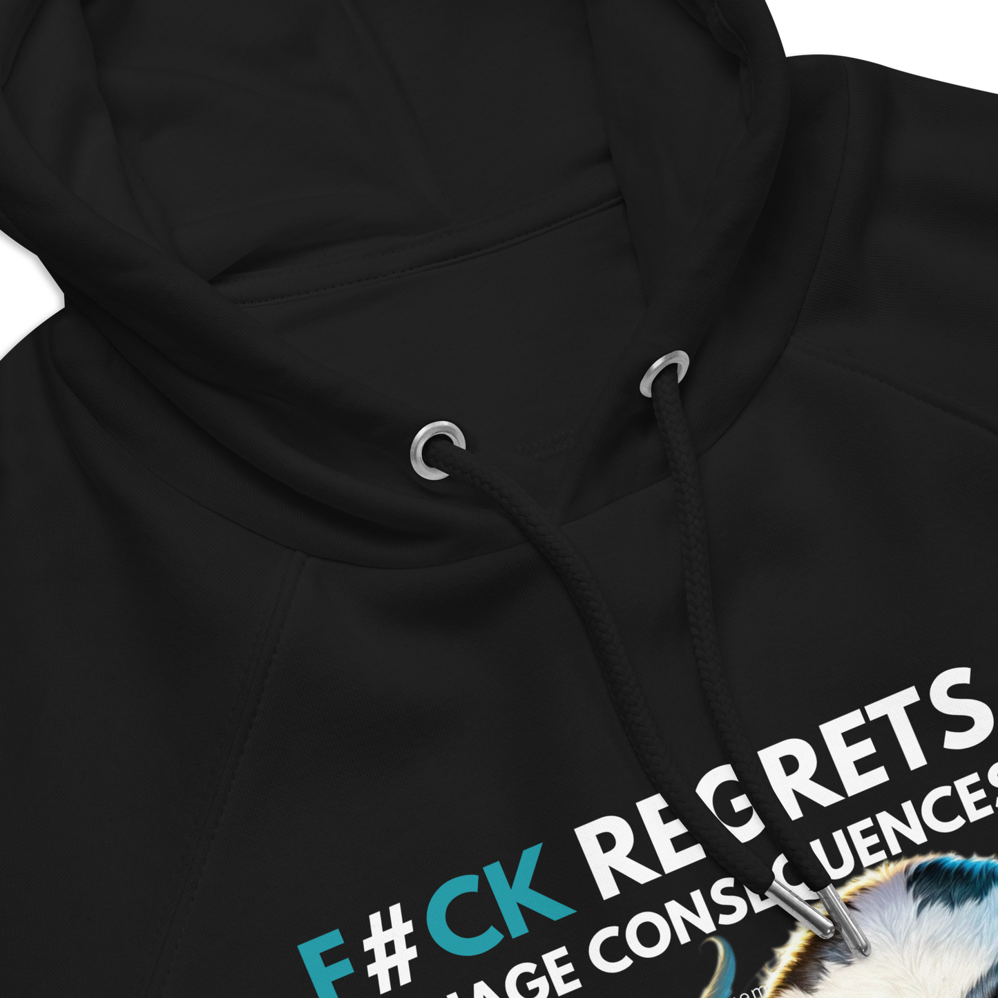 Unisex Eco Raglan Hoodie | Honey Badger - F#ck Regrets