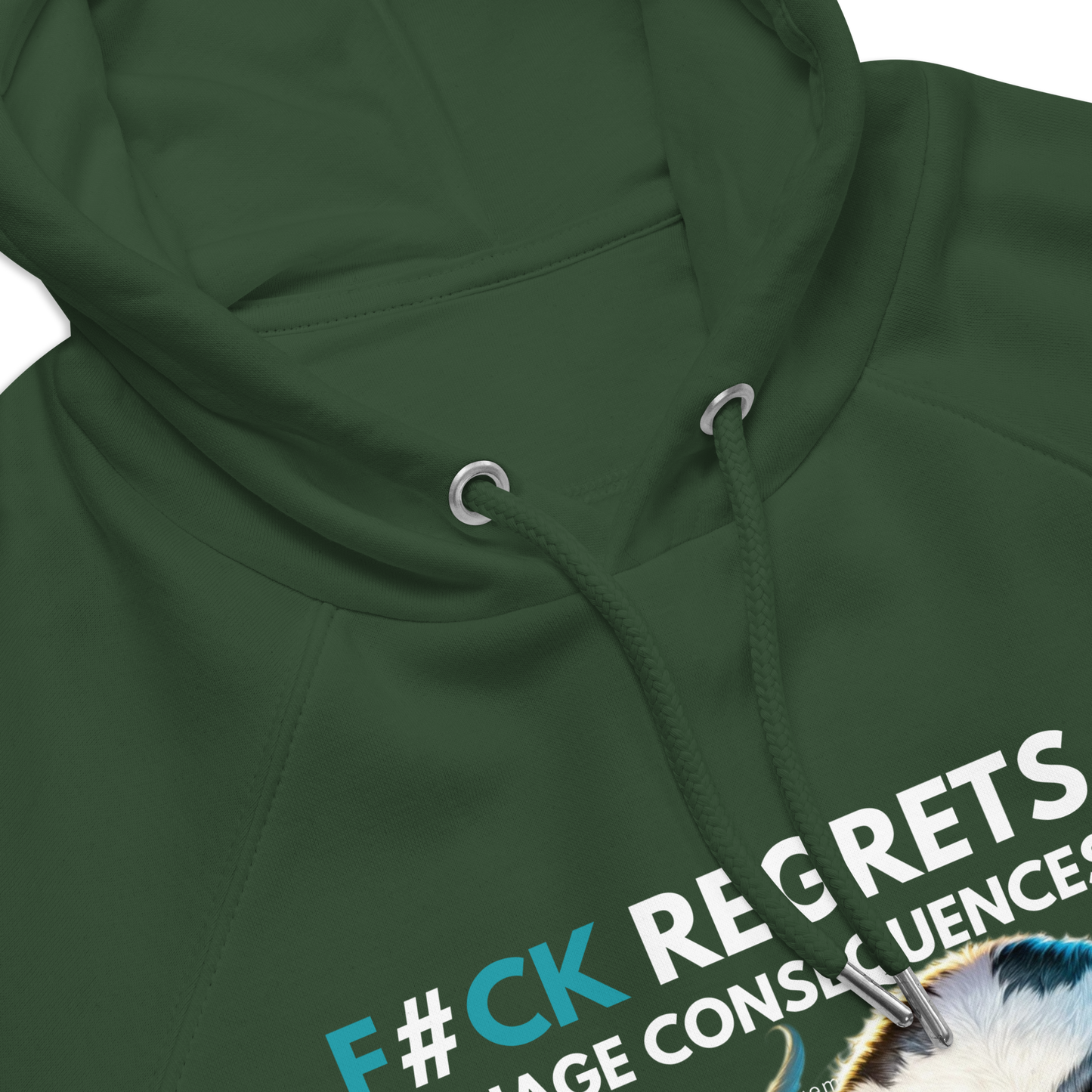 Unisex Eco Raglan Hoodie | Honey Badger - F#ck Regrets