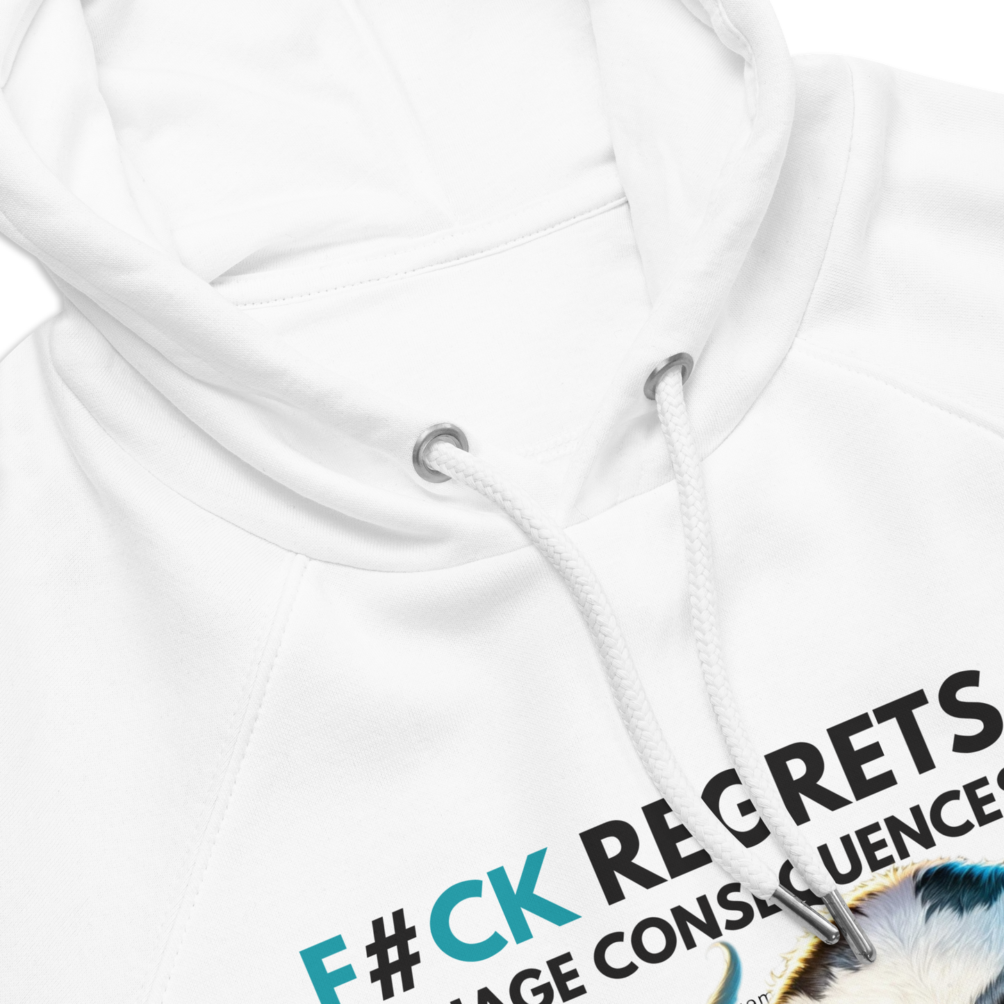 Unisex Eco Raglan Hoodie | Honey Badger - F#ck Regrets