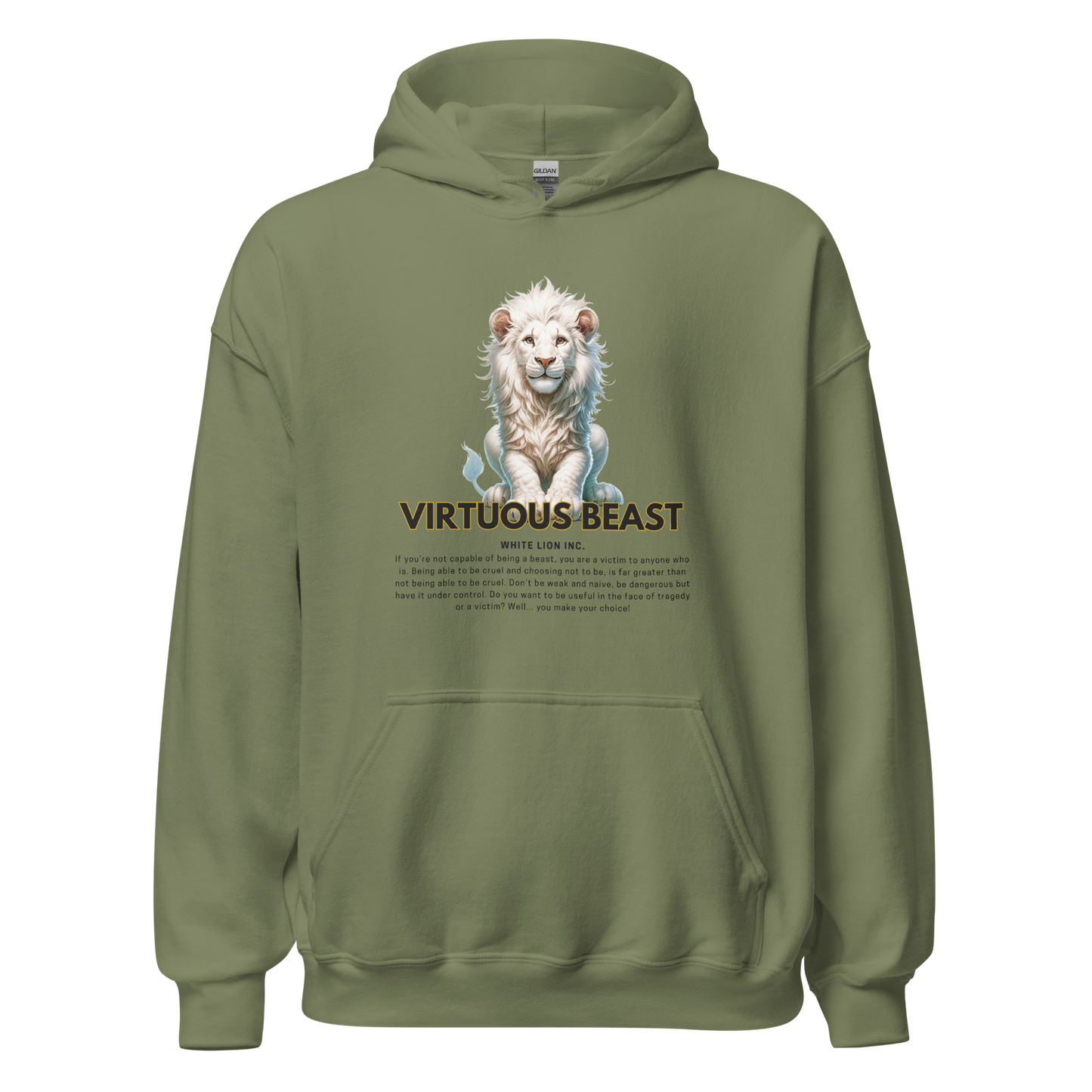 Unisex Light Hoodie | White Lion - Virtuous Beast