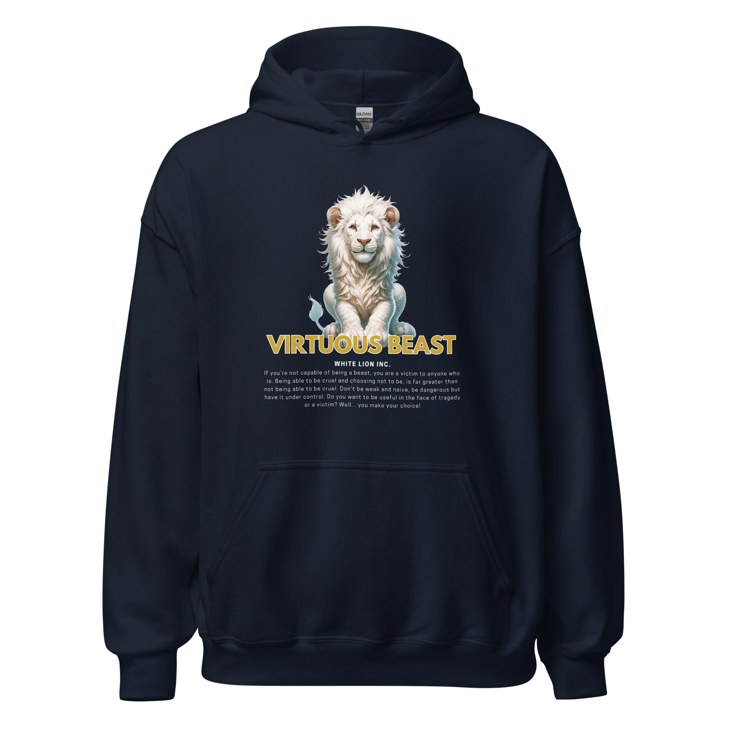 Unisex Light Hoodie | White Lion - Virtuous Beast