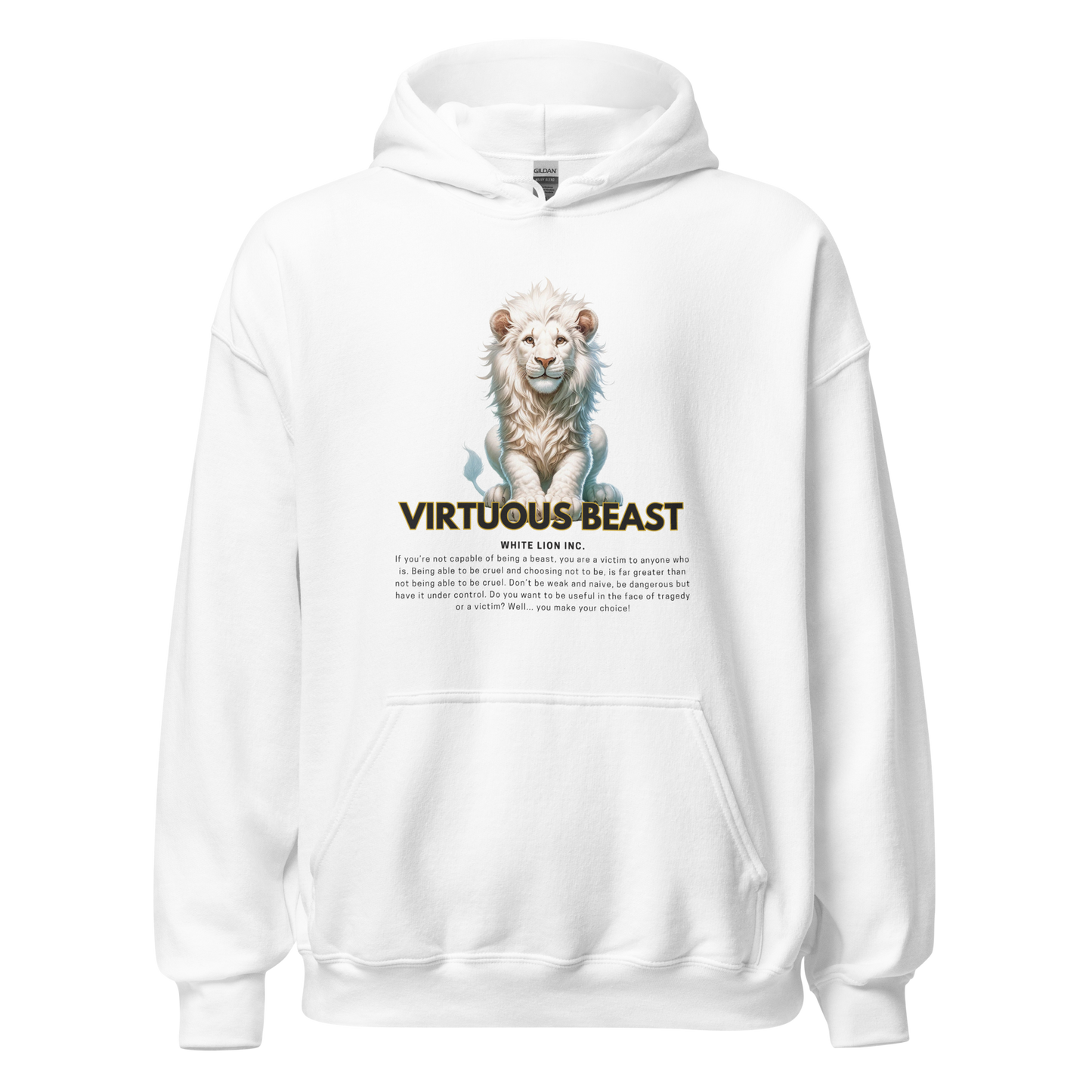 Unisex Light Hoodie | White Lion - Virtuous Beast