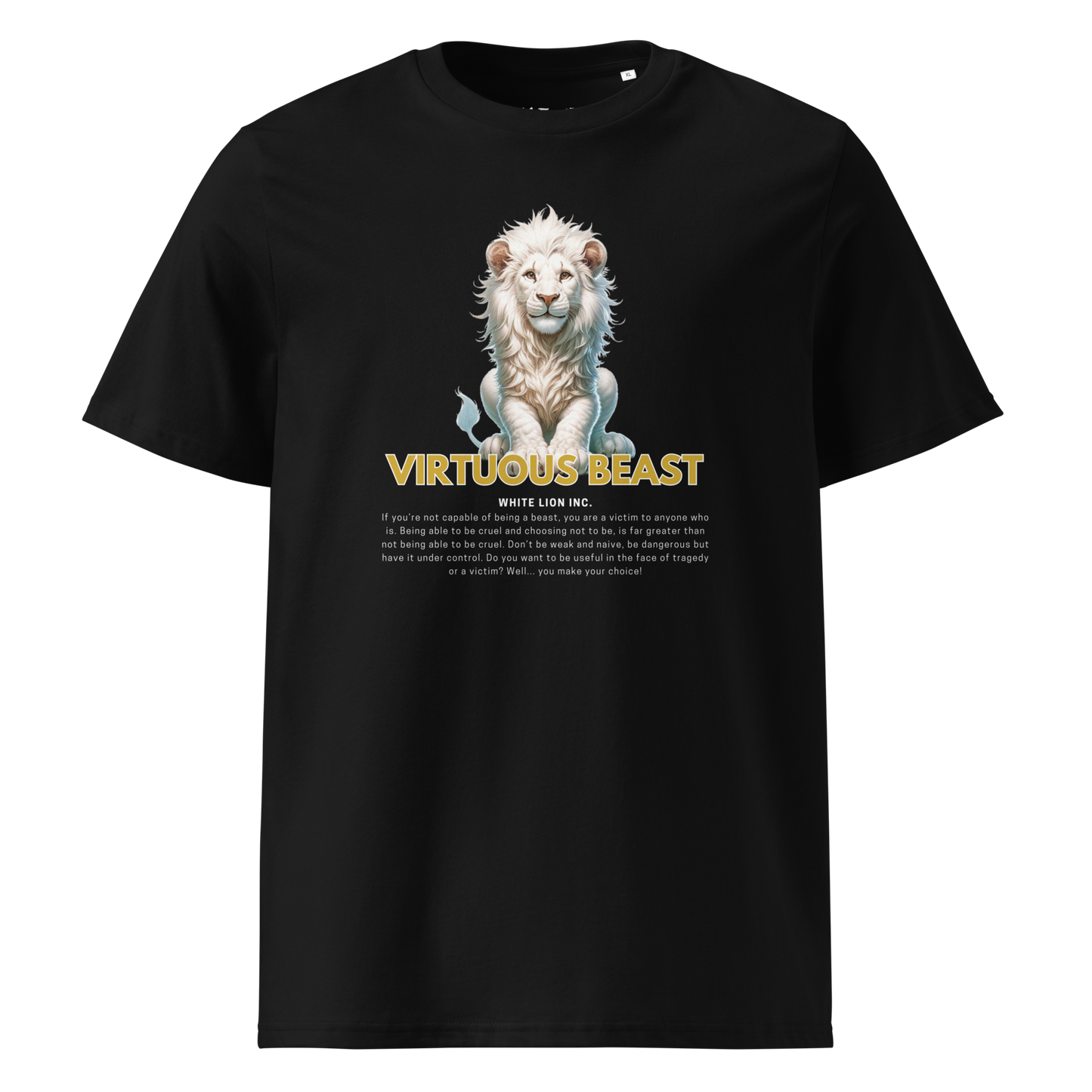 Unisex Organic Cotton T-Shirt | White Lion - Virtuous Beast