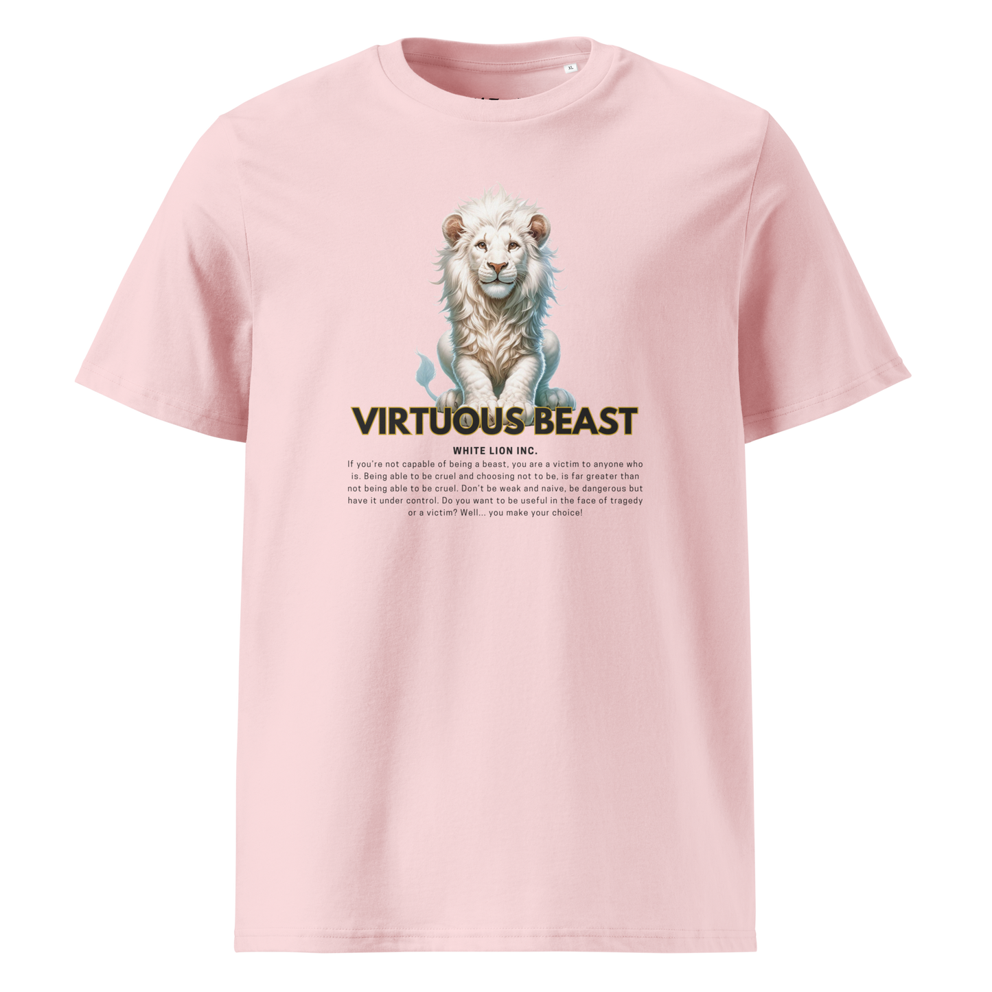 Unisex Organic Cotton T-Shirt | White Lion - Virtuous Beast