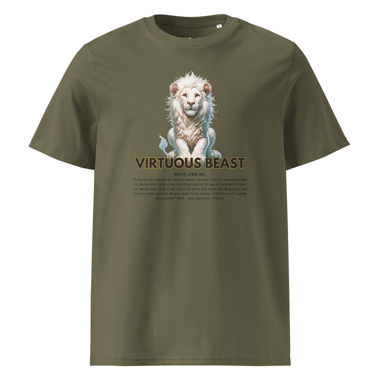 Unisex Organic Cotton T-Shirt | White Lion - Virtuous Beast