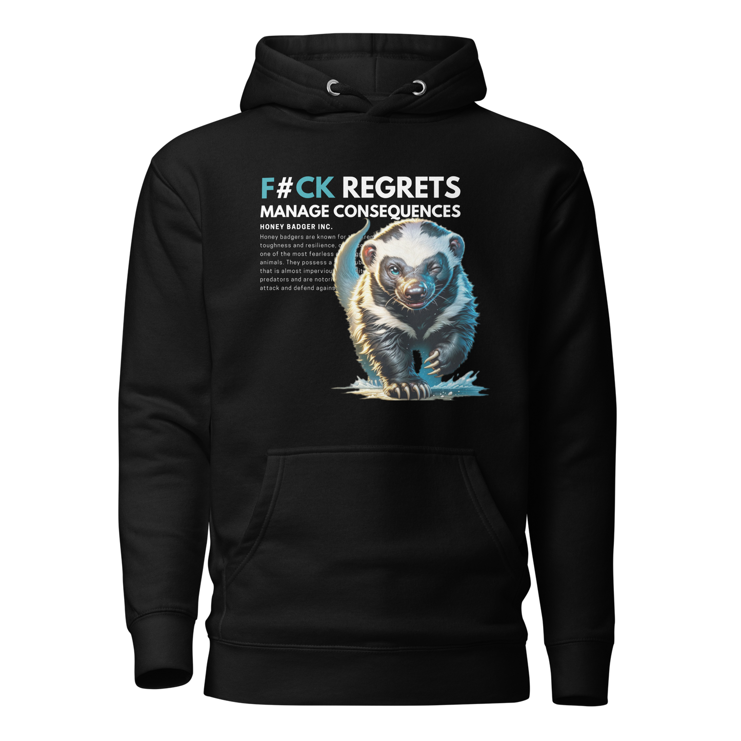 Unisex Premium Hoodie | Honey Badger - F#ck Regrets