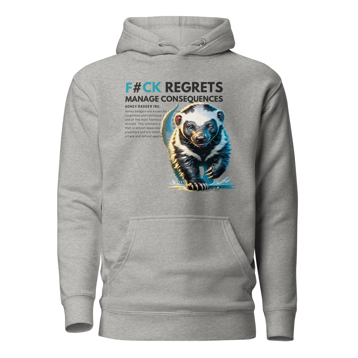 Unisex Premium Hoodie | Honey Badger - F#ck Regrets