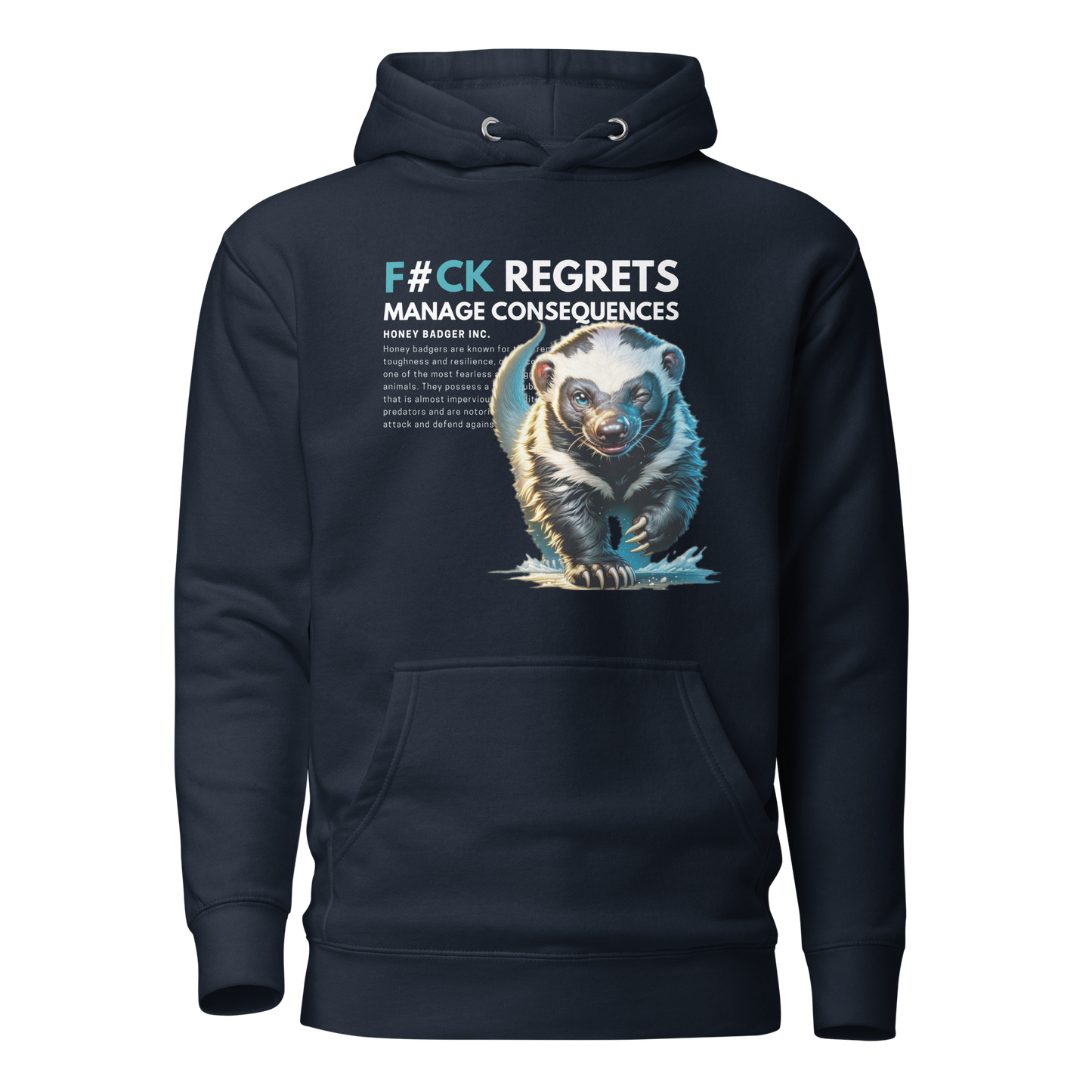 Unisex Premium Hoodie | Honey Badger - F#ck Regrets