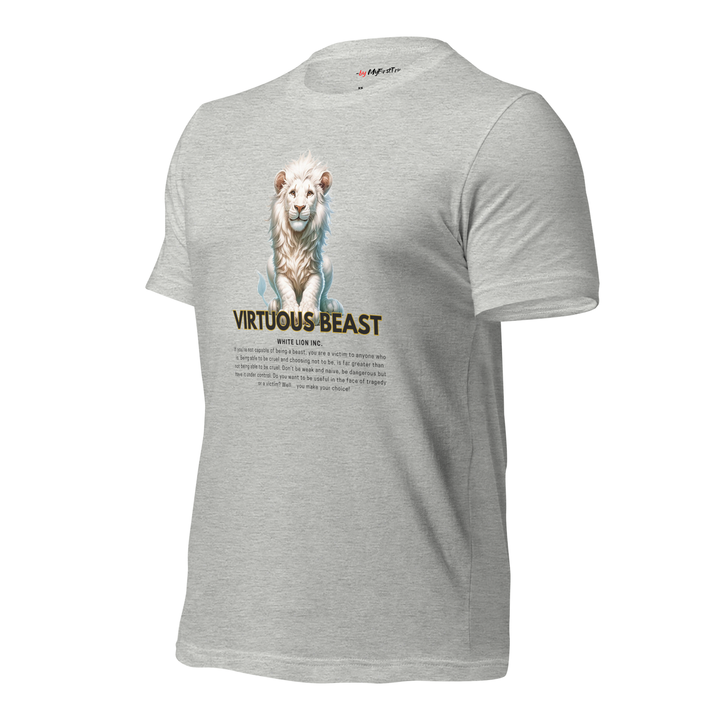Unisex Gym T-Shirt | White Lion - Virtuous Beast