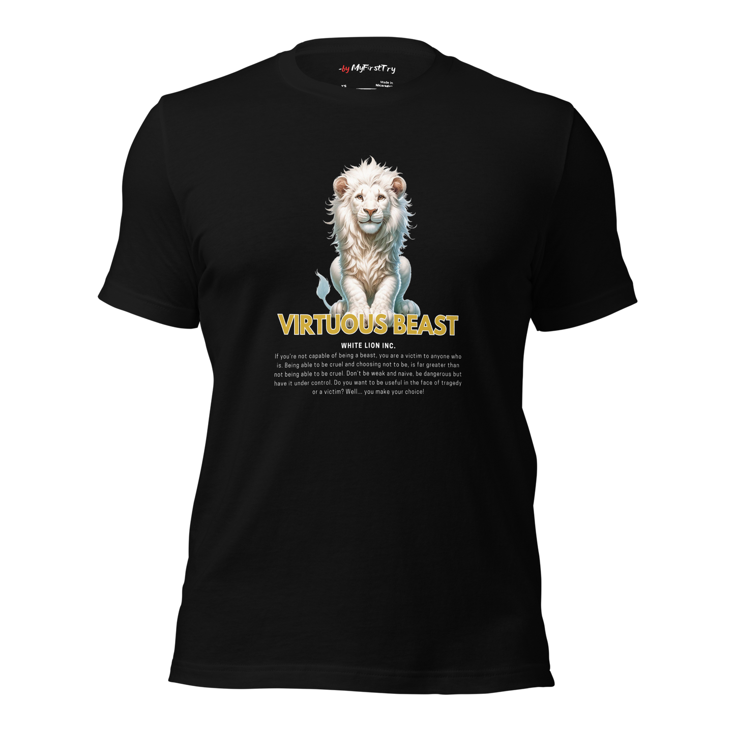 Unisex Gym T-Shirt | White Lion - Virtuous Beast