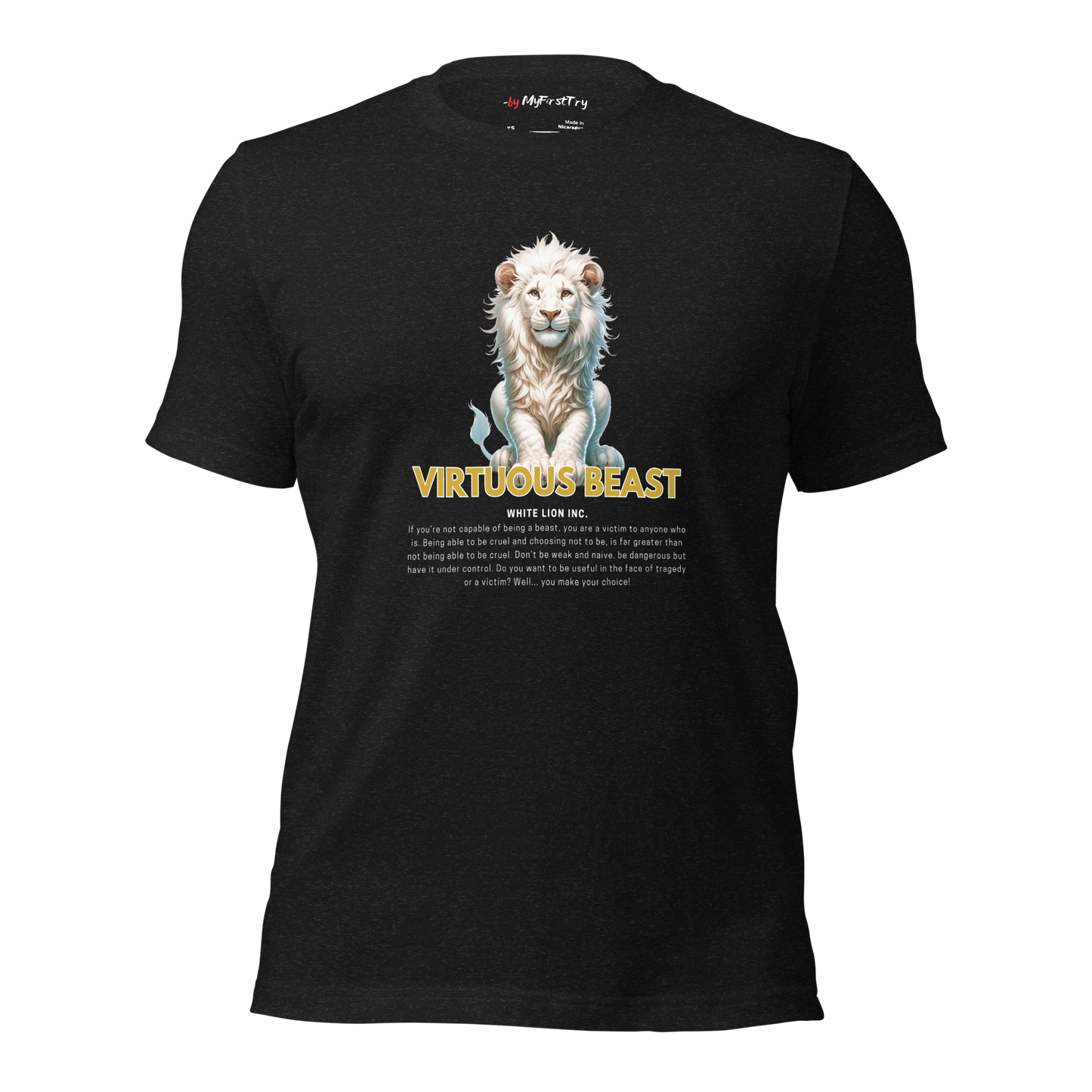 Unisex Gym T-Shirt | White Lion - Virtuous Beast