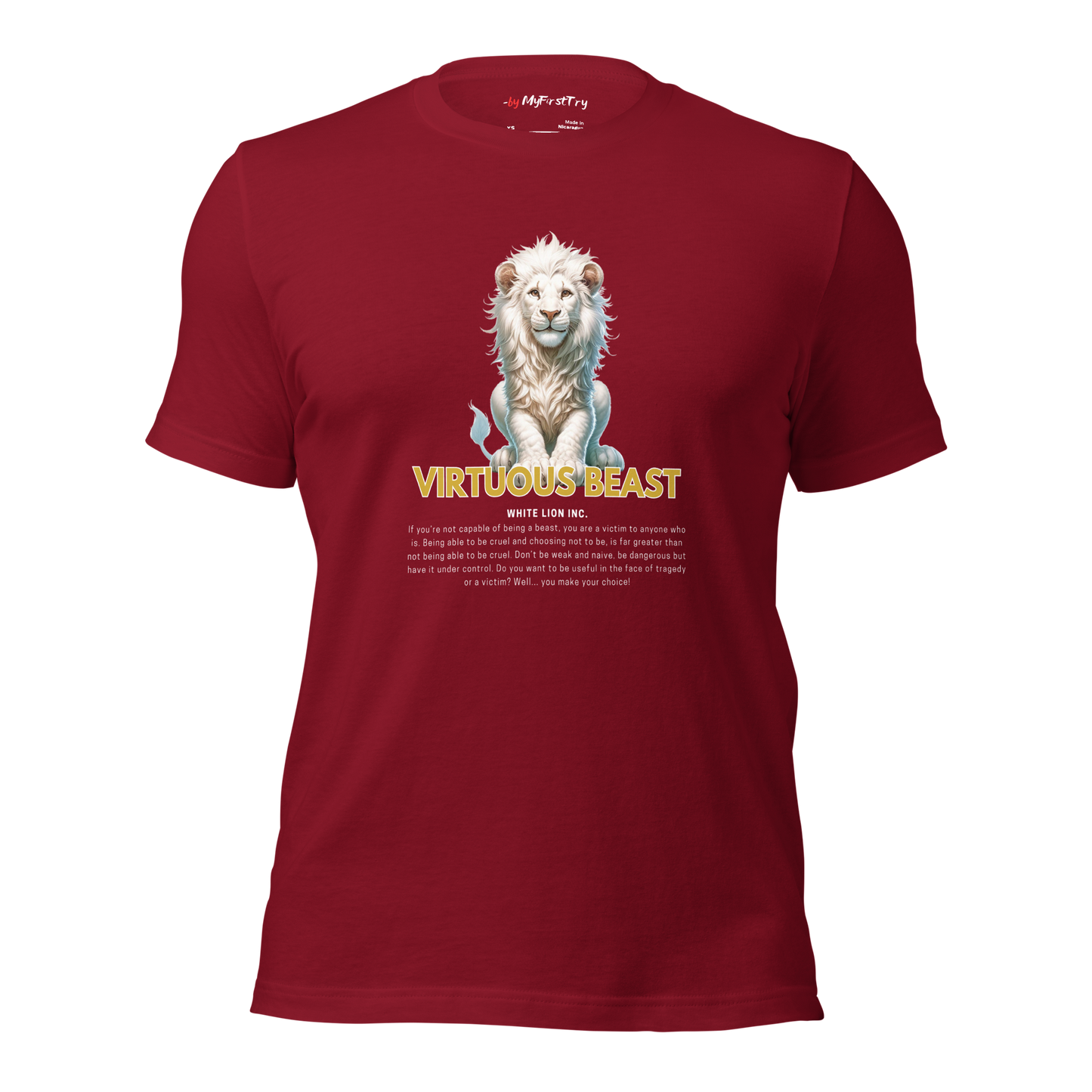 Unisex Gym T-Shirt | White Lion - Virtuous Beast