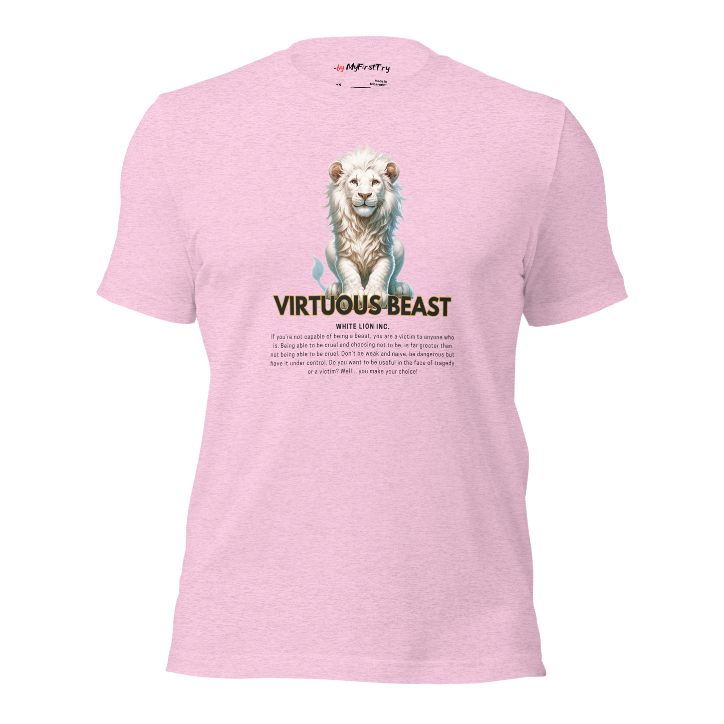Unisex Gym T-Shirt | White Lion - Virtuous Beast