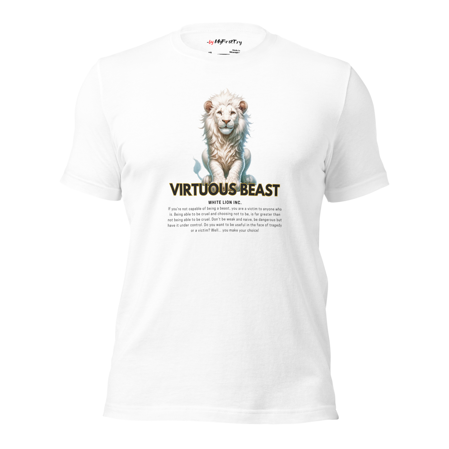 Unisex Gym T-Shirt | White Lion - Virtuous Beast