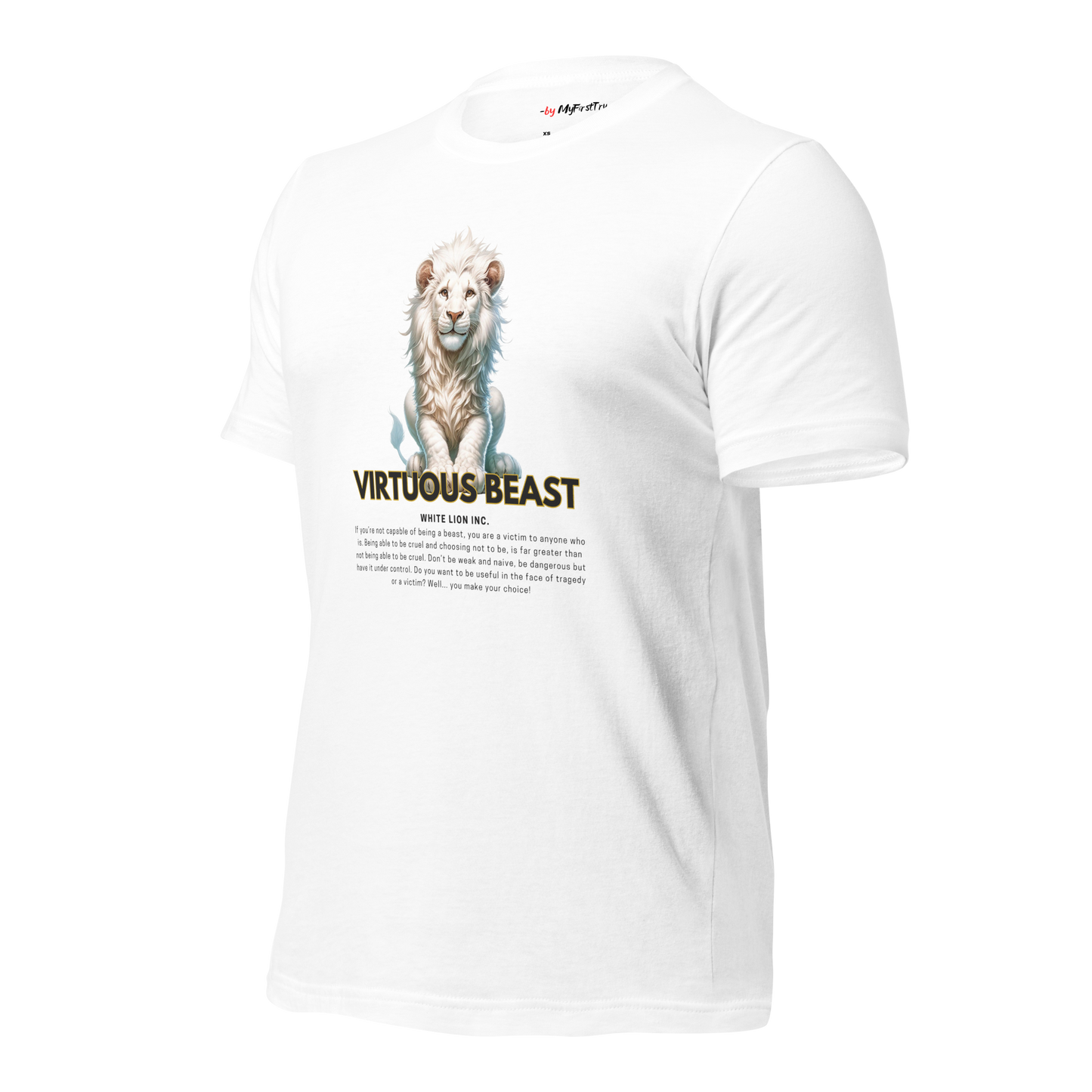 Unisex Gym T-Shirt | White Lion - Virtuous Beast
