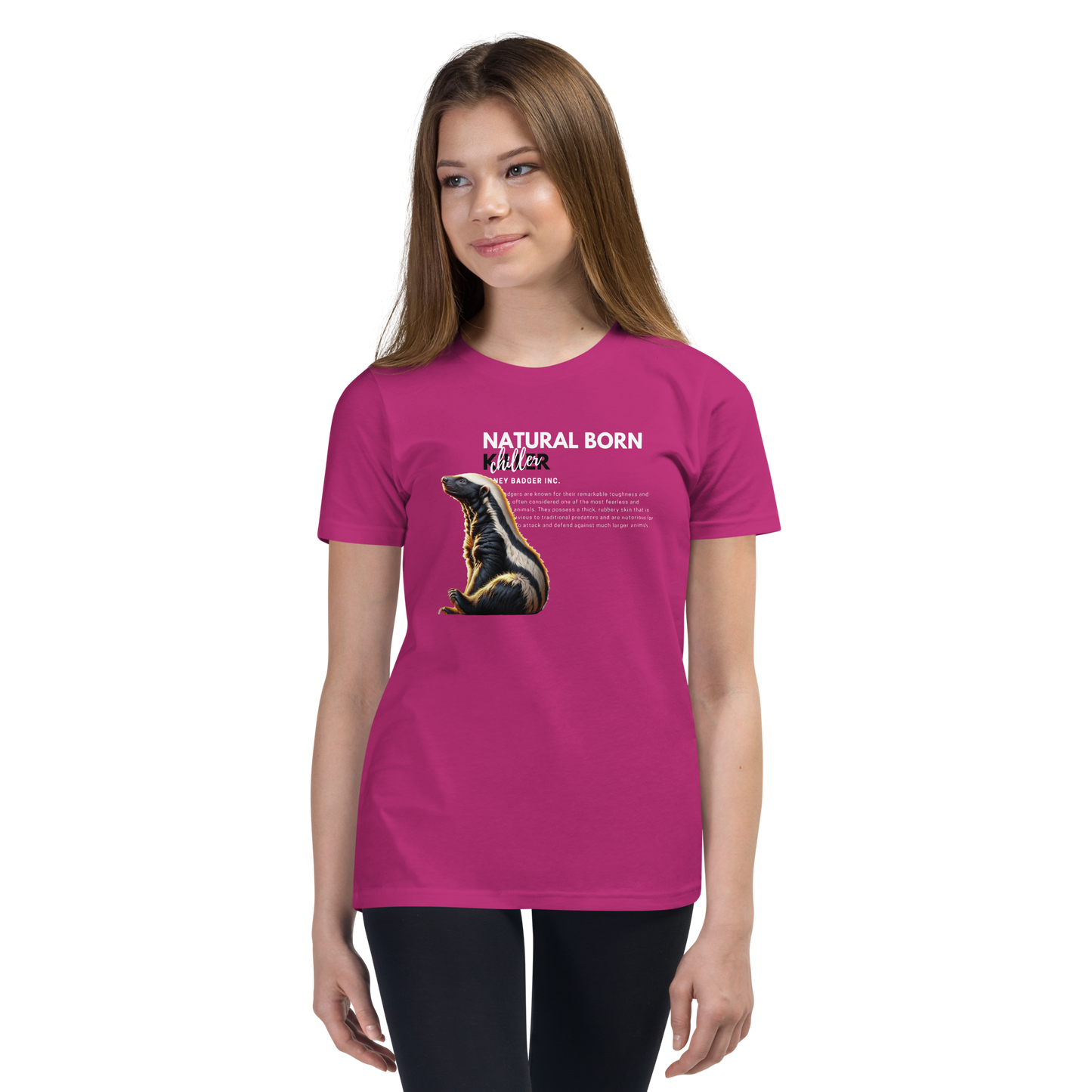 Youth Short Sleeve T-Shirt | Honey Badger - Natural Born Chiller