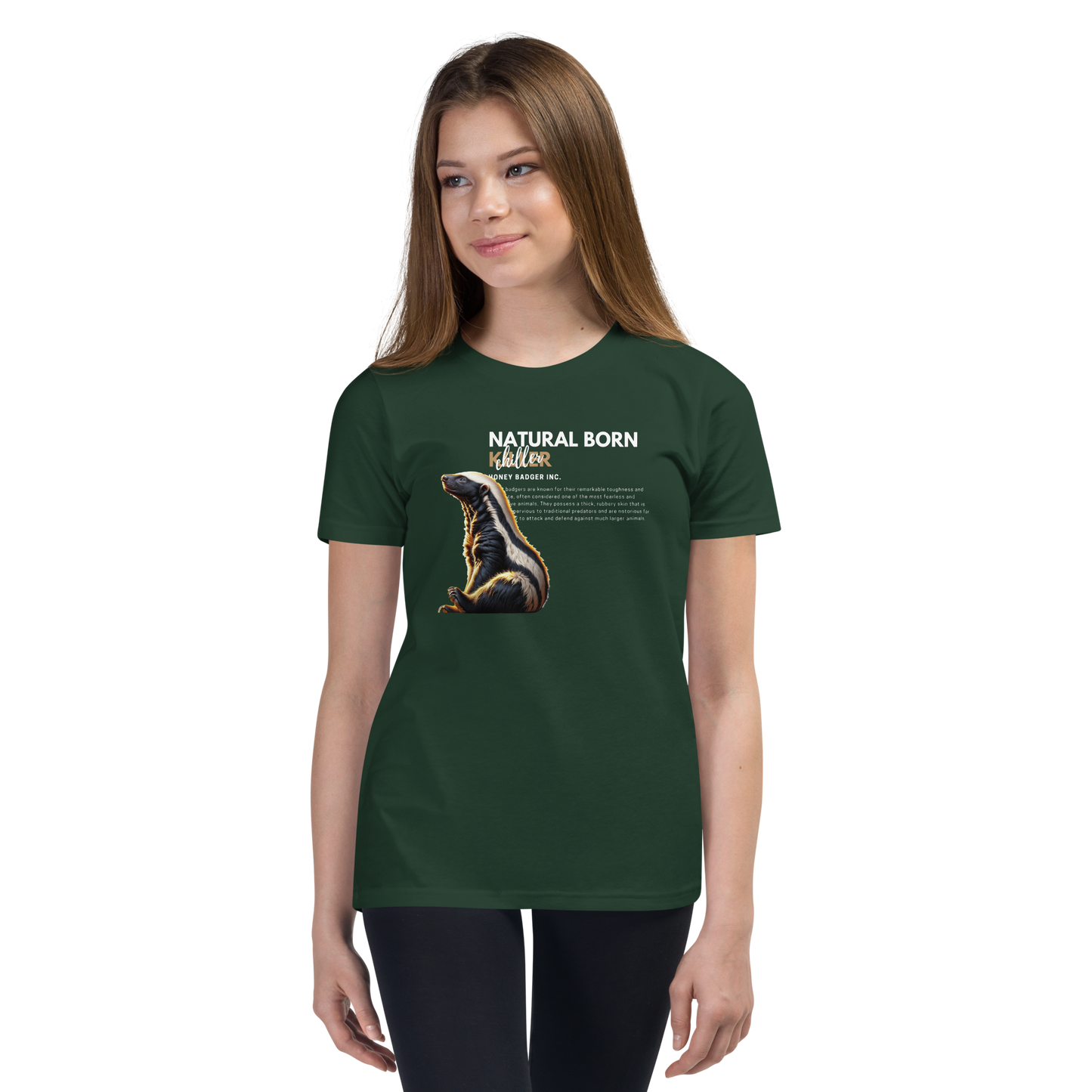 Youth Short Sleeve T-Shirt | Honey Badger - Natural Born Chiller