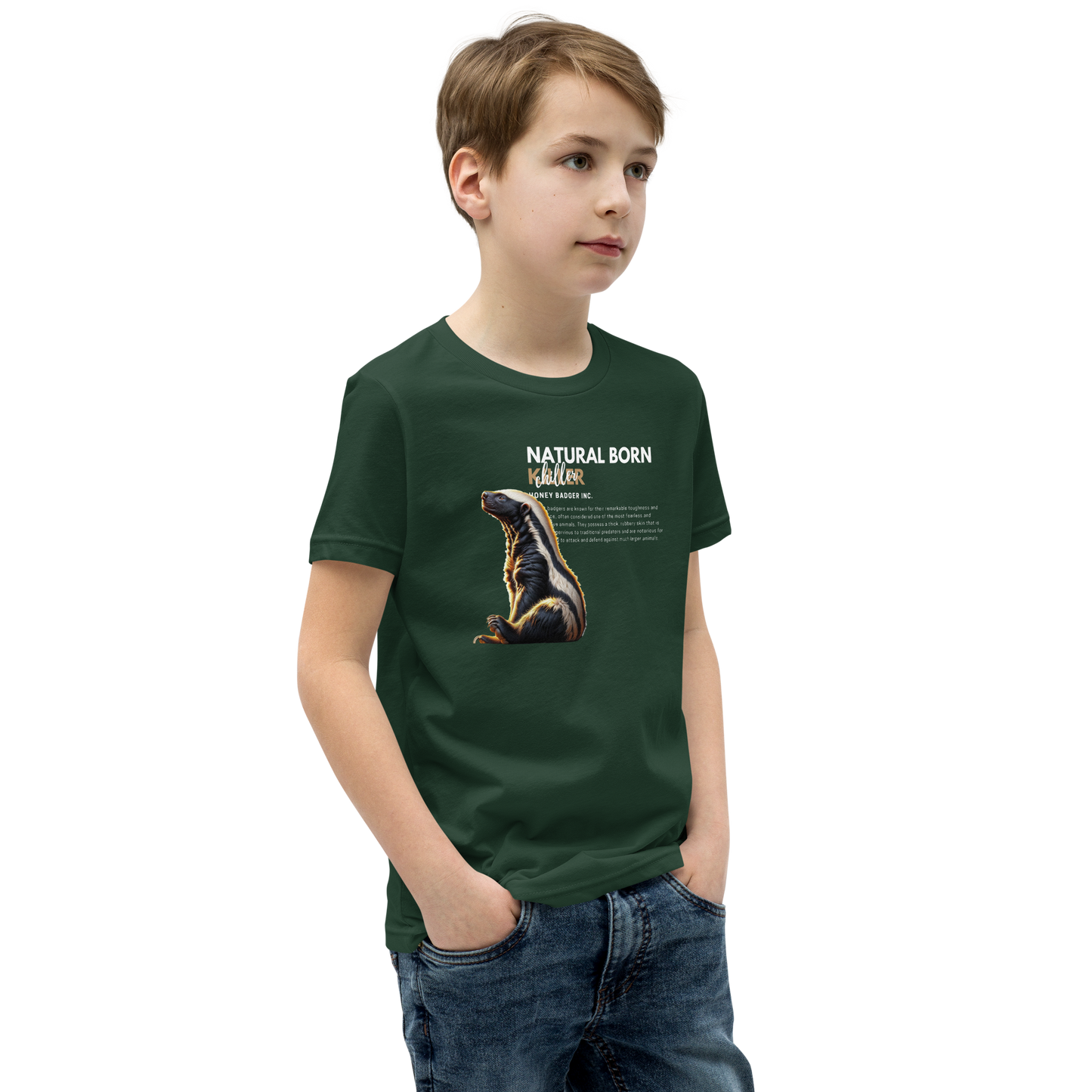Youth Short Sleeve T-Shirt | Honey Badger - Natural Born Chiller