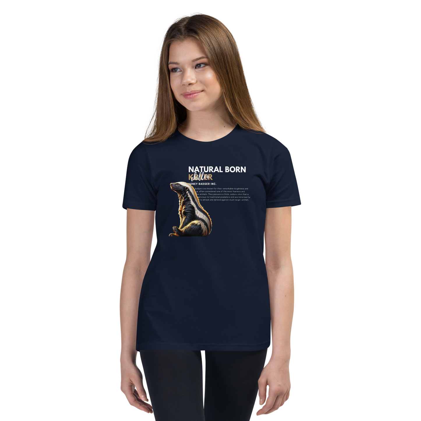 Youth Short Sleeve T-Shirt | Honey Badger - Natural Born Chiller
