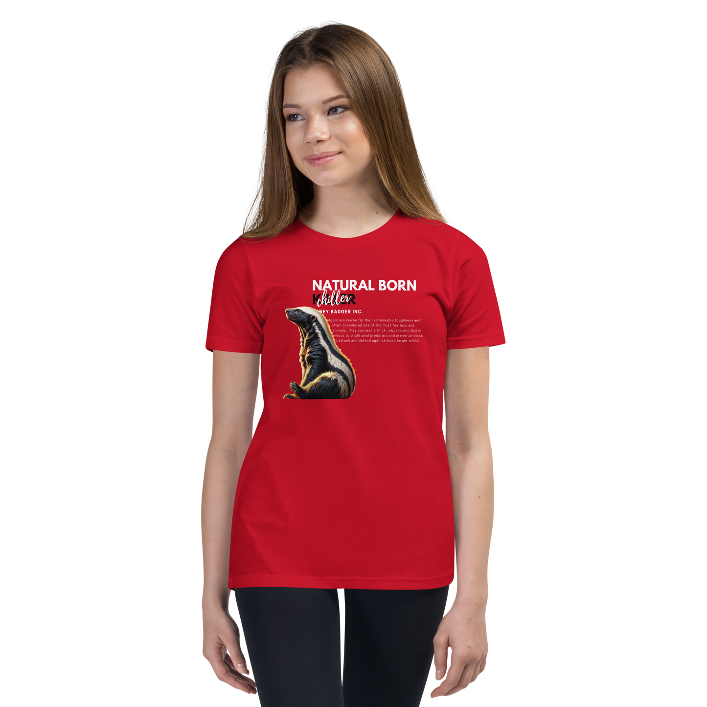 Youth Short Sleeve T-Shirt | Honey Badger - Natural Born Chiller