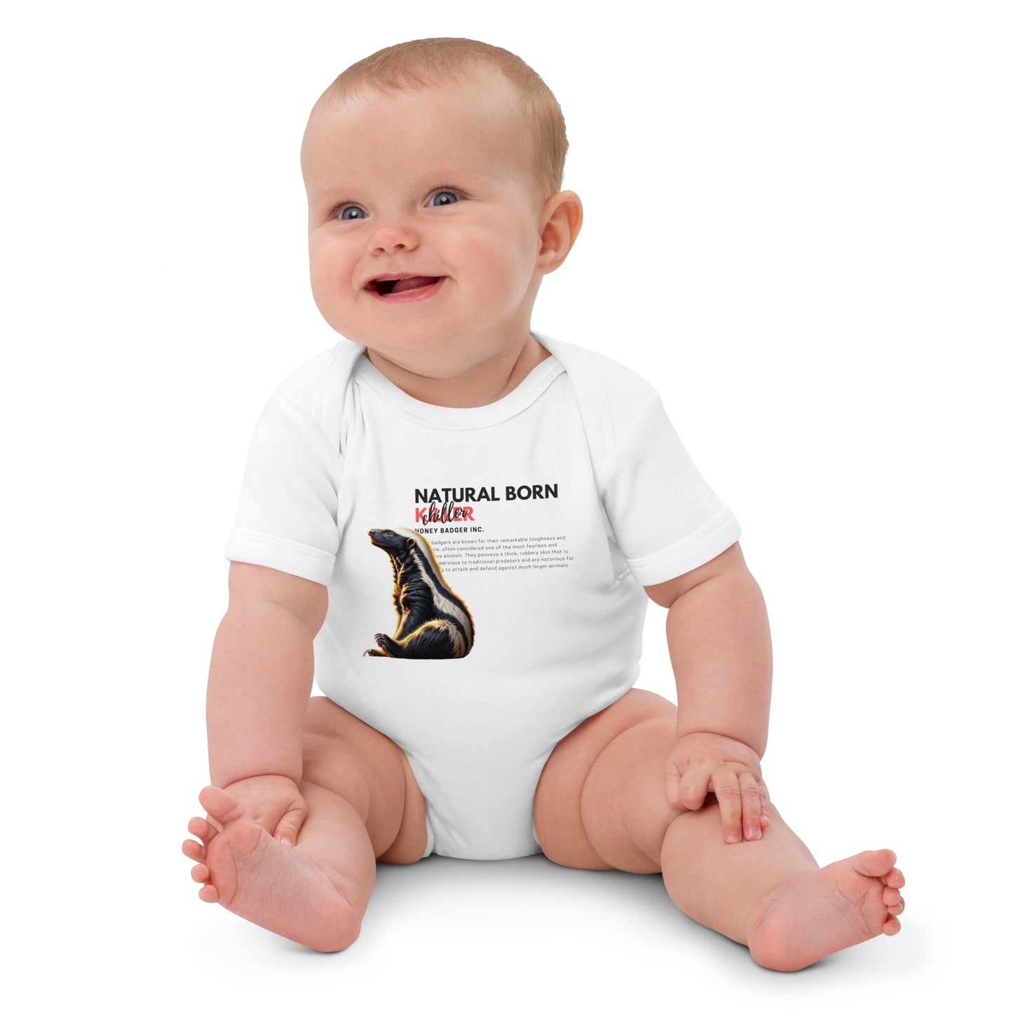 Organic Cotton Baby Bodysuit | Honey Badger - Natural Born Chiller