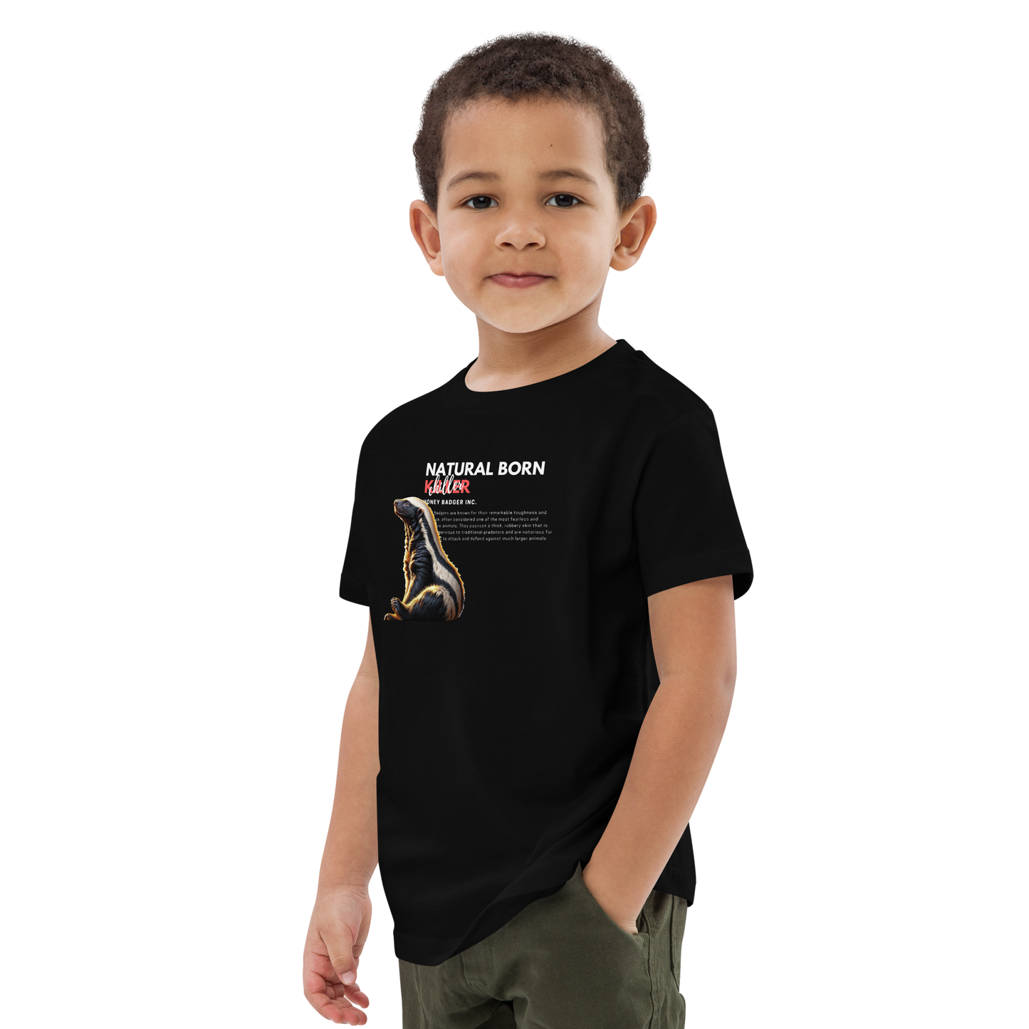 Organic Cotton Kids T-Shirt | Honey Badger - Natural Born Chiller