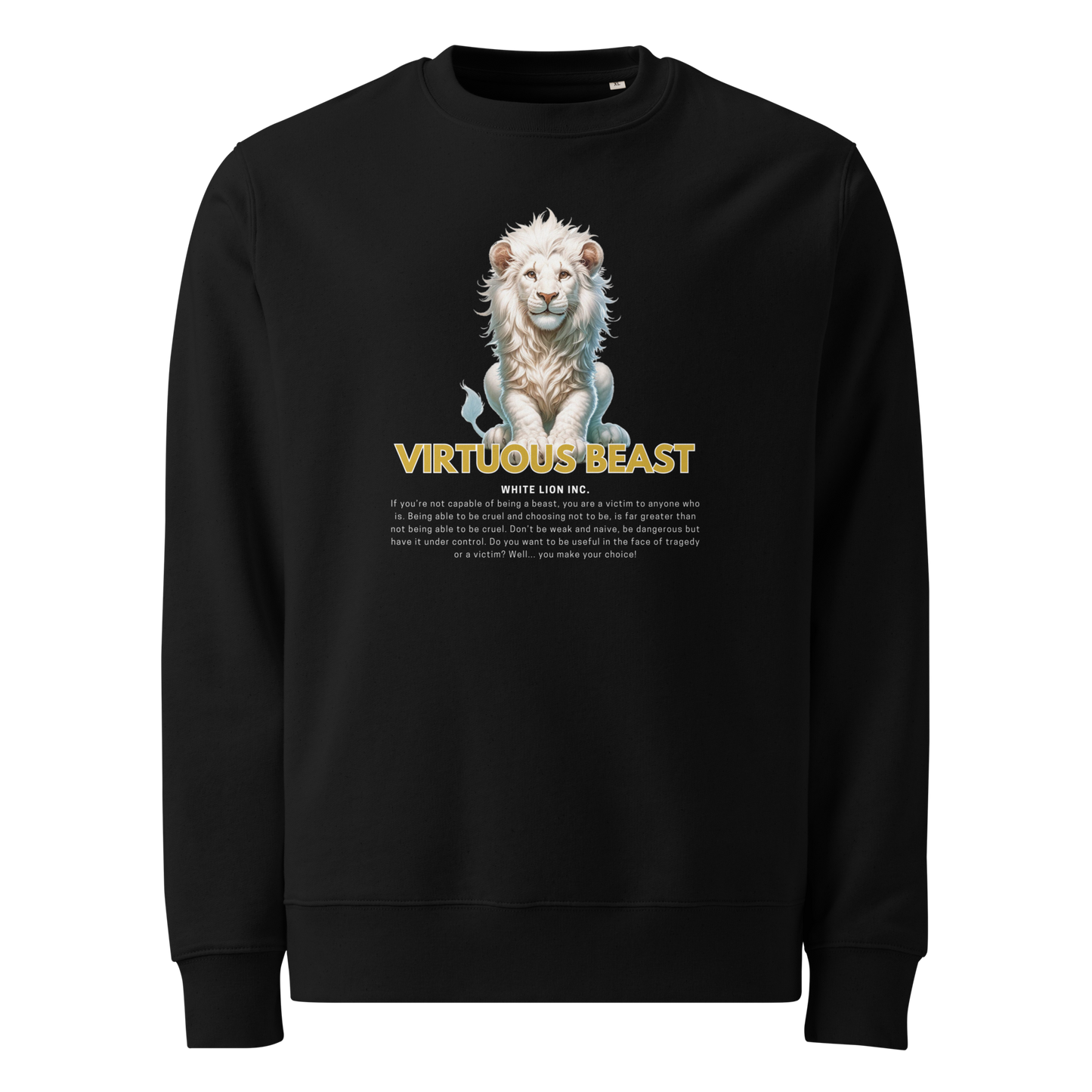 Unisex Eco Sweatshirt | White Lion - Virtuous Beast