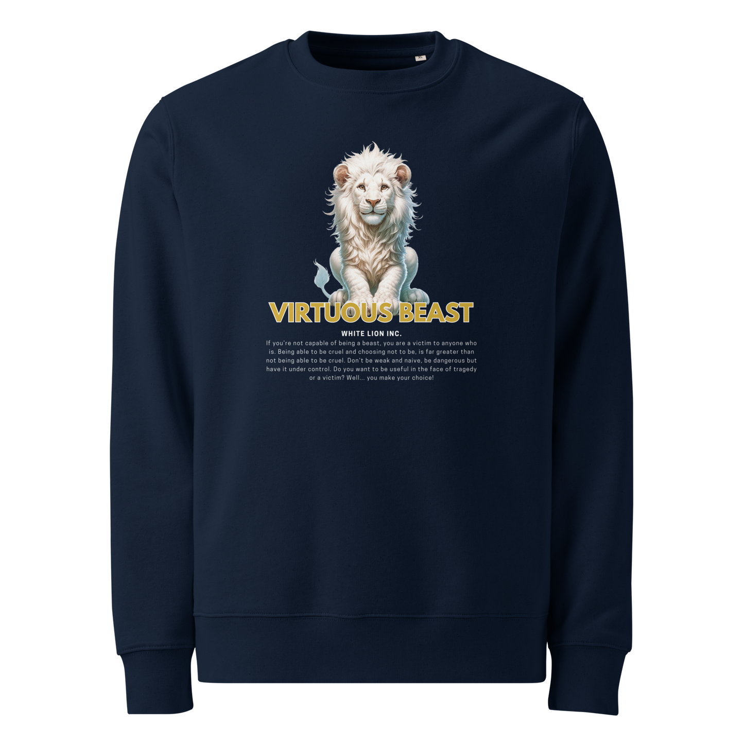 Unisex Eco Sweatshirt | White Lion - Virtuous Beast