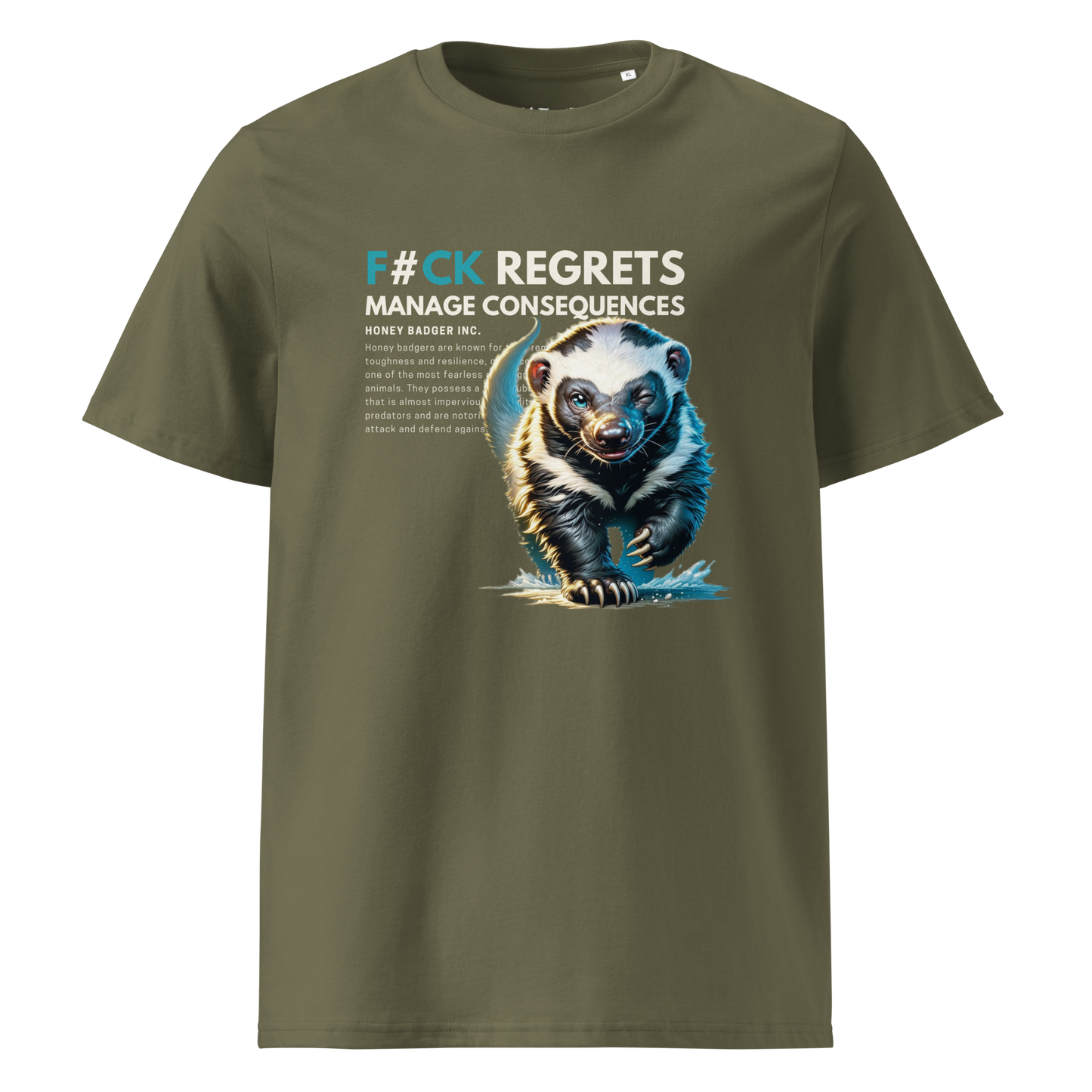 Unisex Organic Cotton T-Shirt | Honey Badger - F#ck Regrets