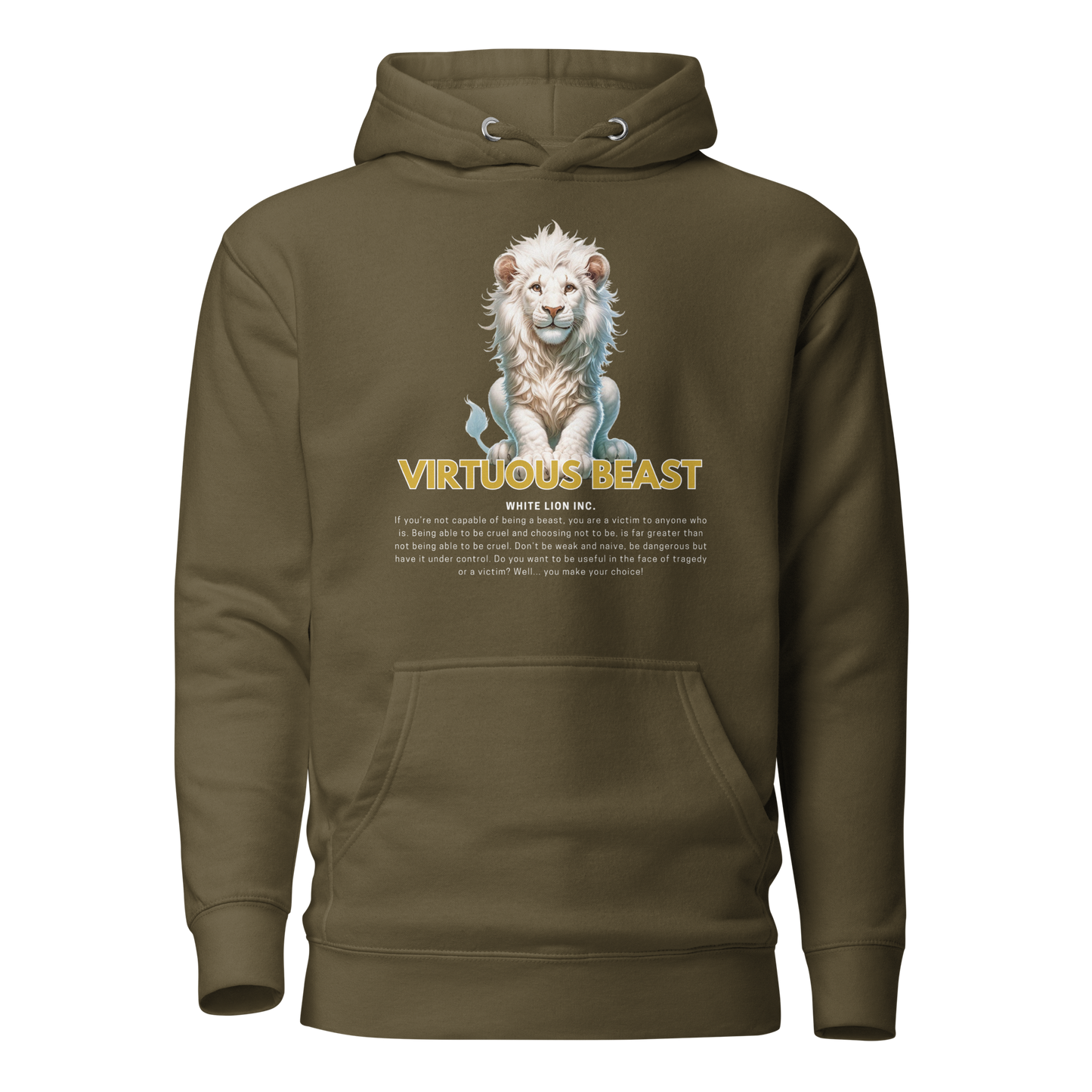 Unisex Premium Hoodie | White Lion - Virtuous Beast