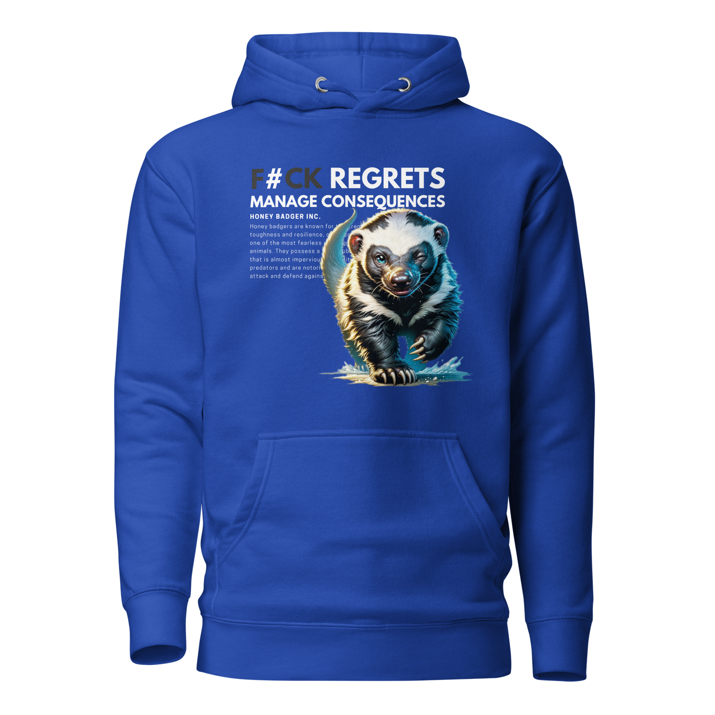 Unisex Premium Hoodie | Honey Badger - F#ck Regrets