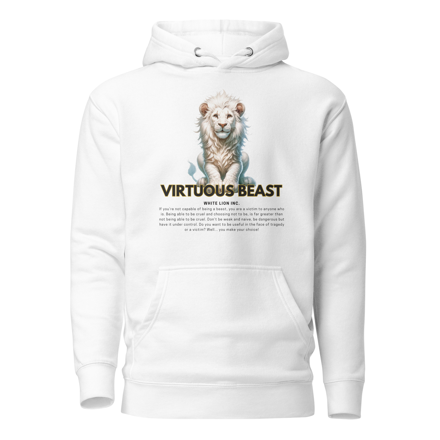 Unisex Premium Hoodie | White Lion - Virtuous Beast