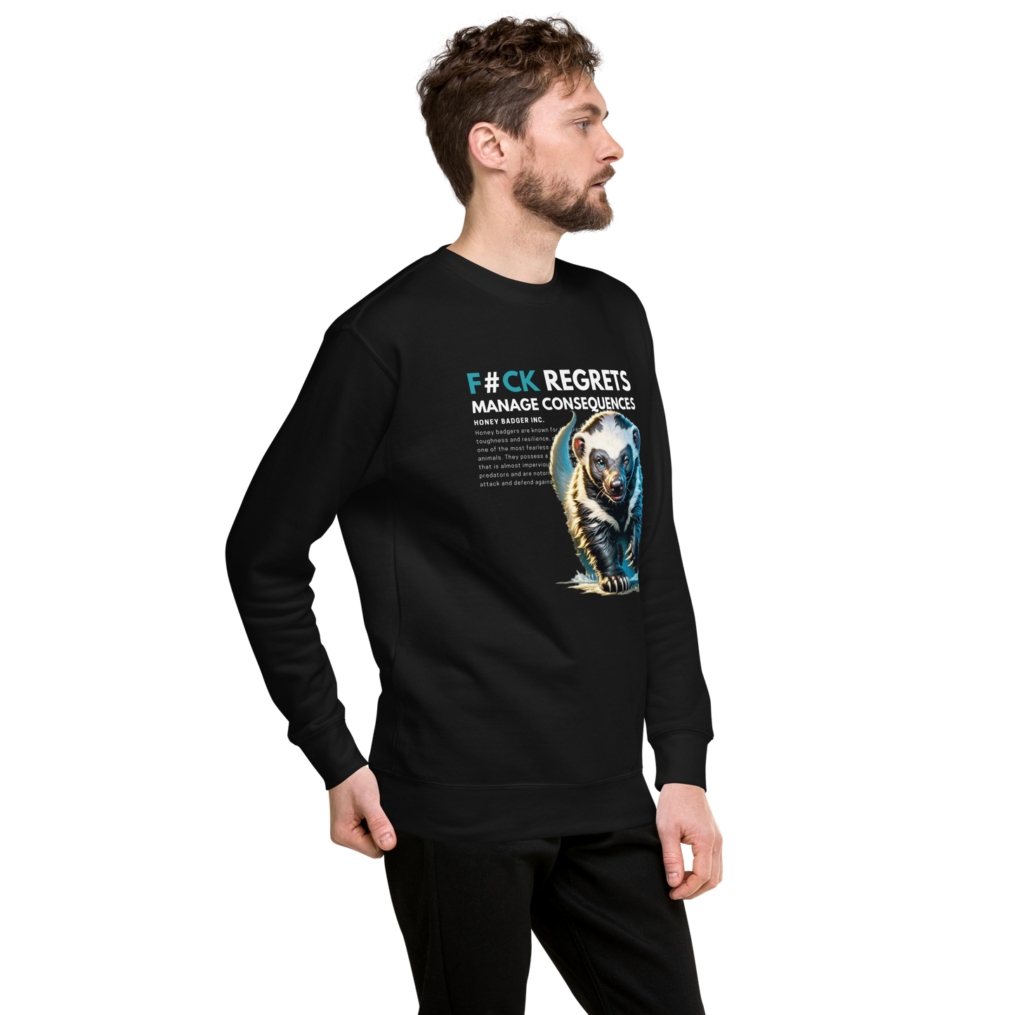 Unisex Light Sweatshirt | Honey Badger - F#ck Regrets