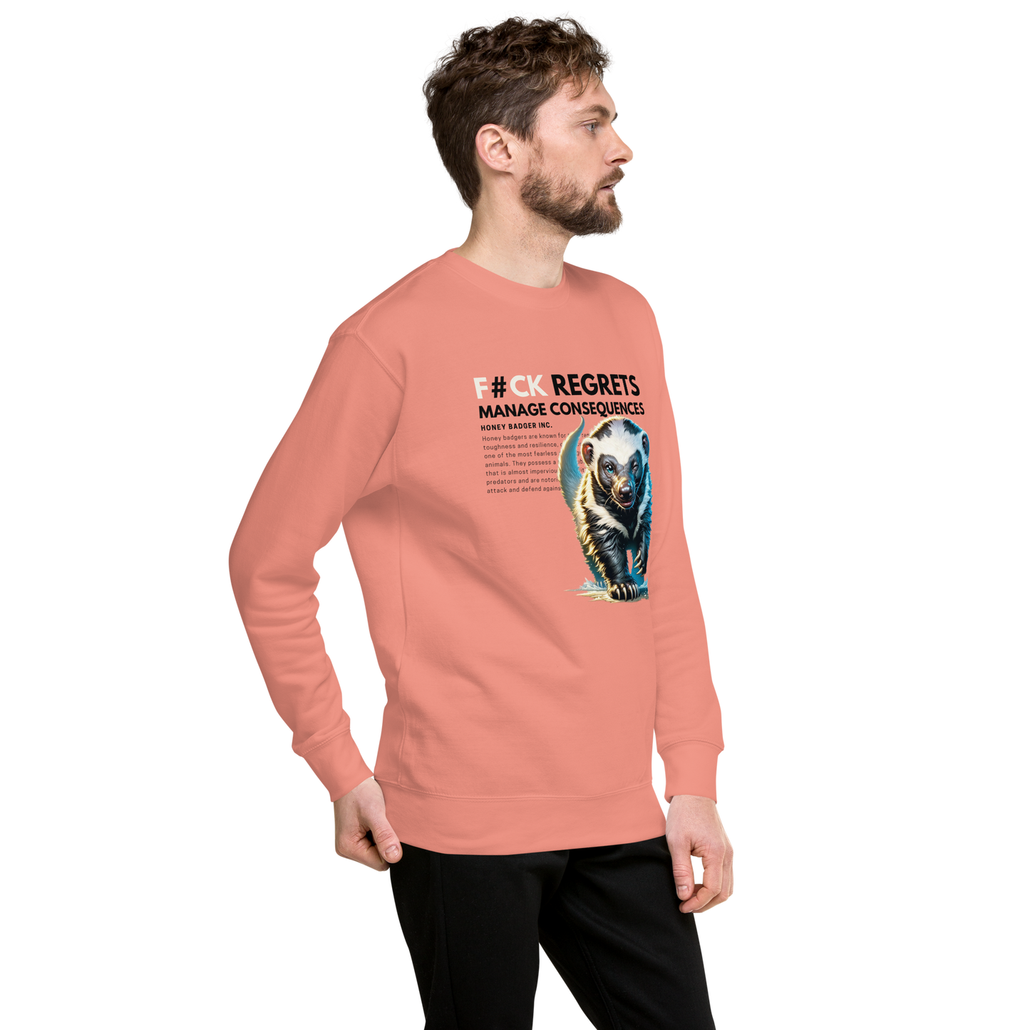 Unisex Light Sweatshirt | Honey Badger - F#ck Regrets
