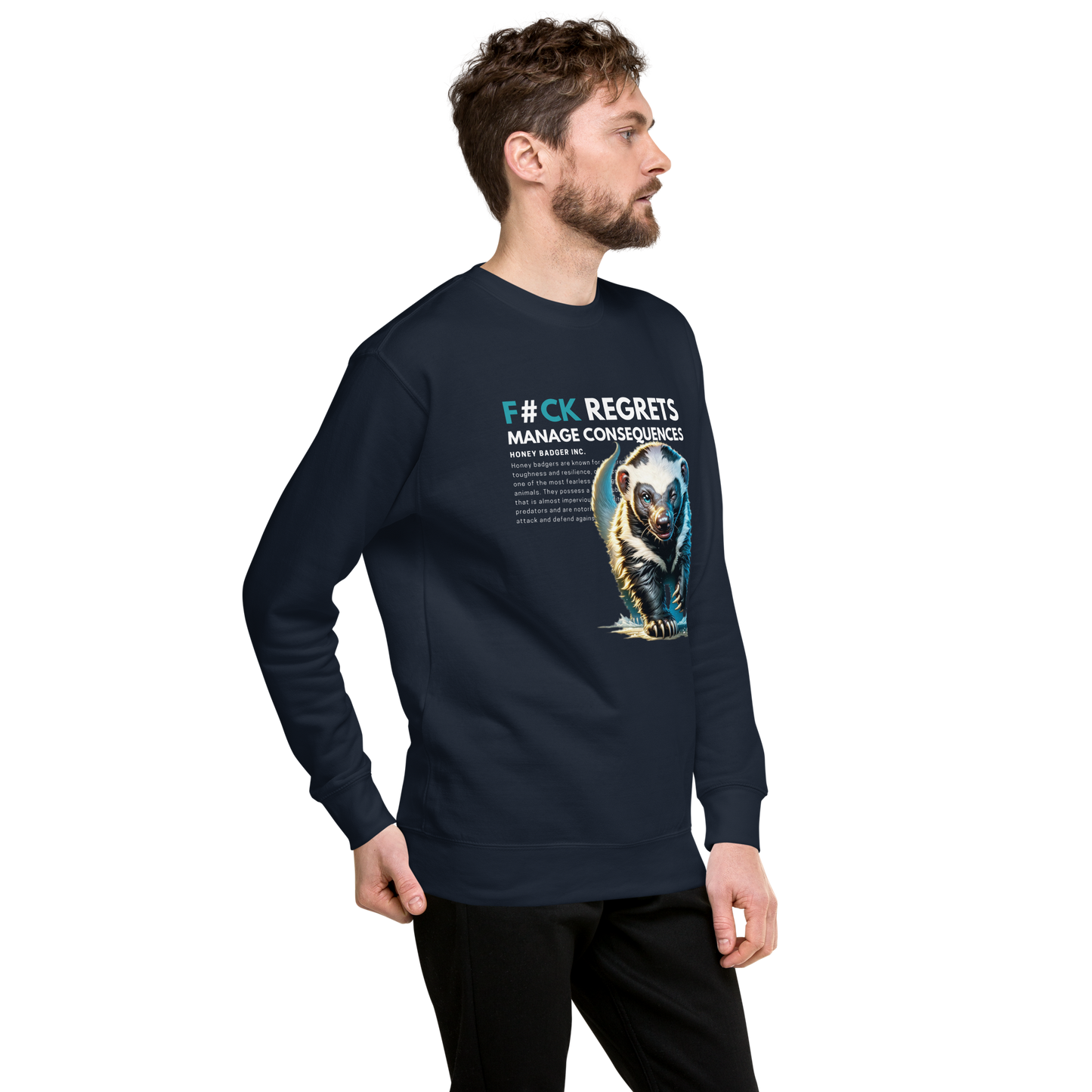 Unisex Light Sweatshirt | Honey Badger - F#ck Regrets