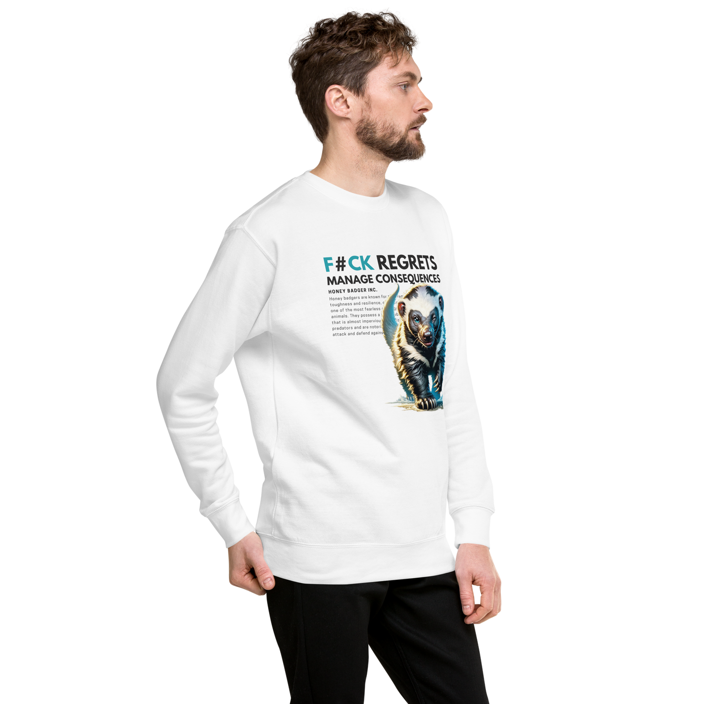 Unisex Light Sweatshirt | Honey Badger - F#ck Regrets